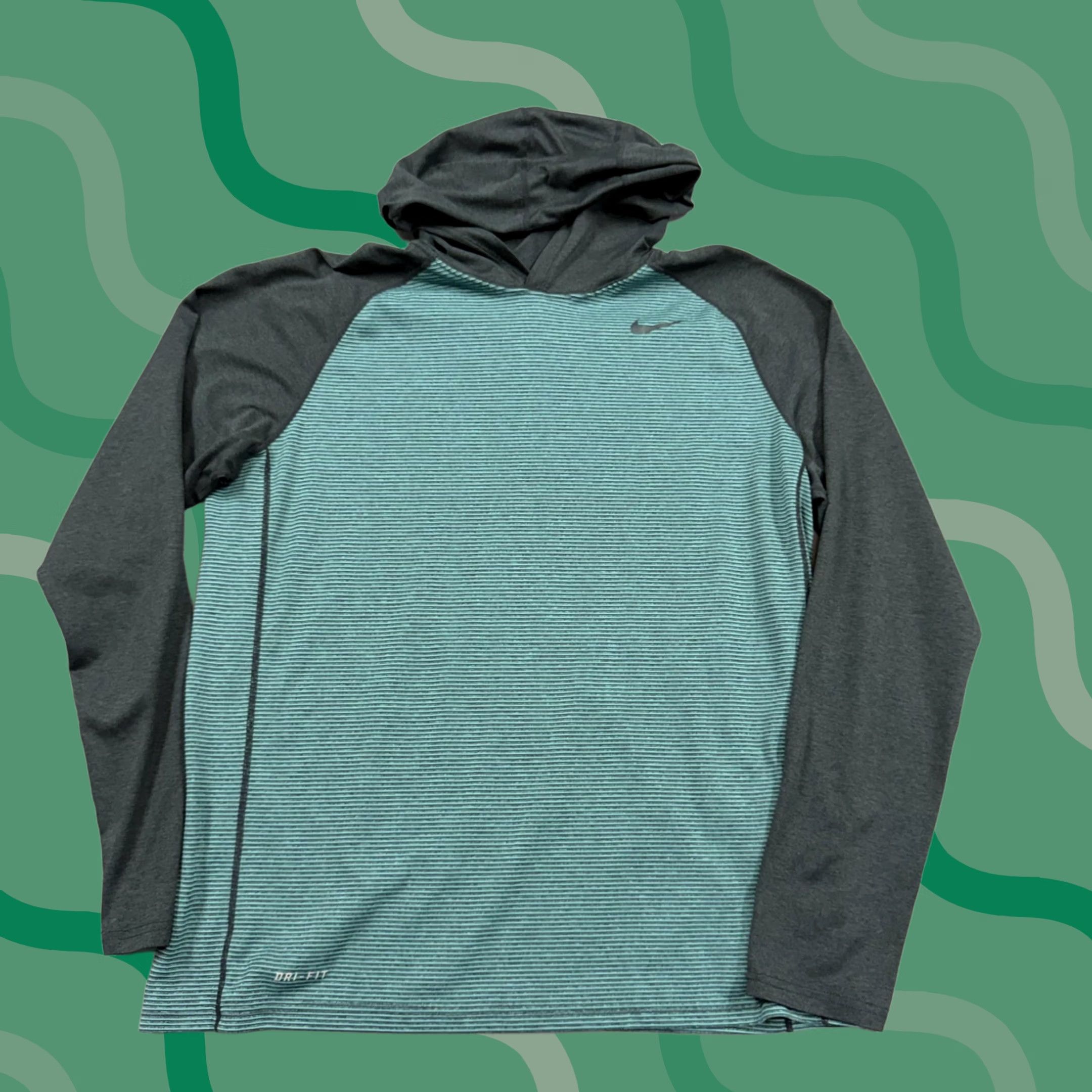 Nike Nike Hoodie Mens Large Green Striped Dri-FIT Pullover Running Shirt Size US L / EU 52-54 / 3 - 1 Thumbnail