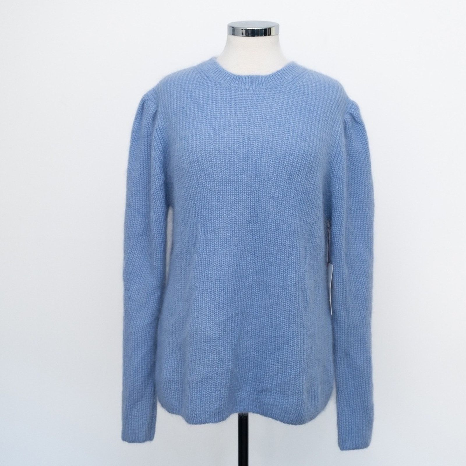 Designer Lewit. Puff Sleeve Mohair Angora Silk Wool Blend Sweater. Size L / US 10 / IT 46 - 1 Thumbnail
