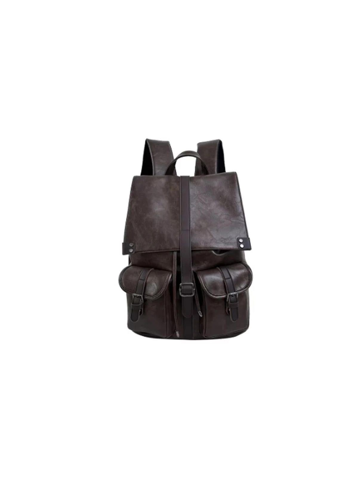 Leather Dark Brown Vintage Leather Backpack, Classic Rucksack Size ONE SIZE - 5 Thumbnail