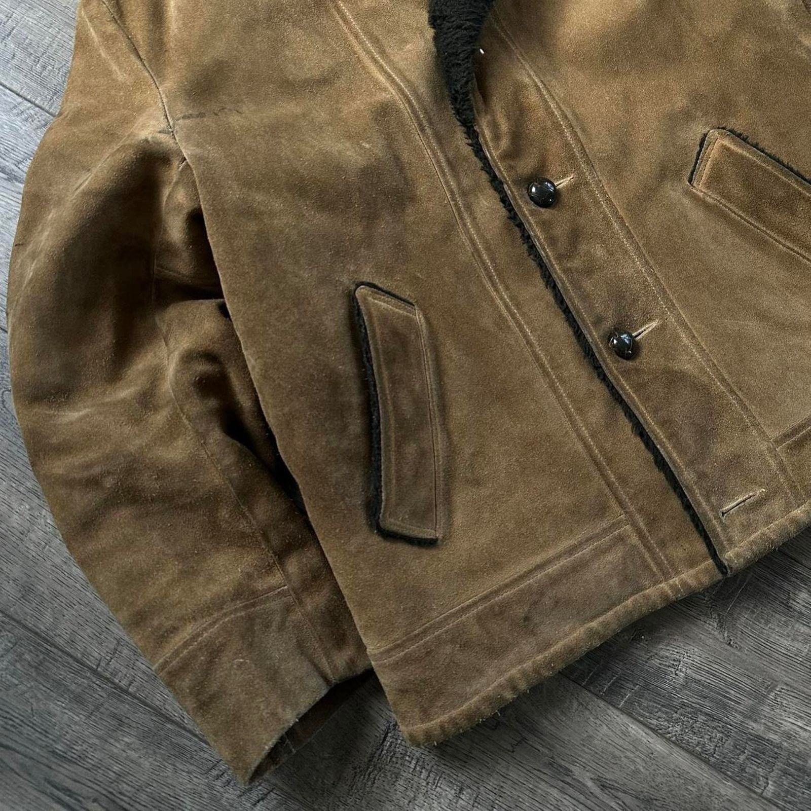 Vintage Vintage 50s Kurland Star Suede Fur Lined Blazer Jacket Coat Size L / US 10 / IT 46 - 4 Thumbnail