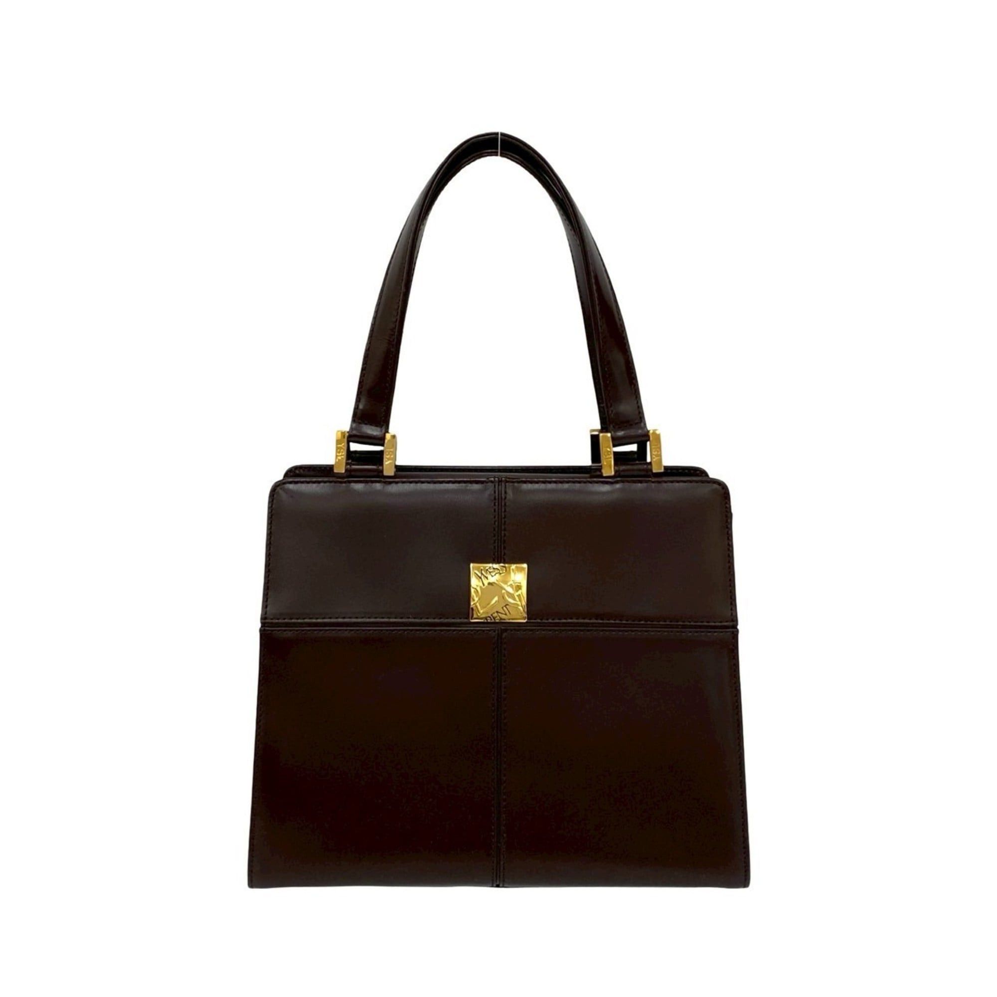 YVES Saint Laurent Vintage YSL Calf Leather Handbag, Brown, Item No. 23946, Women's