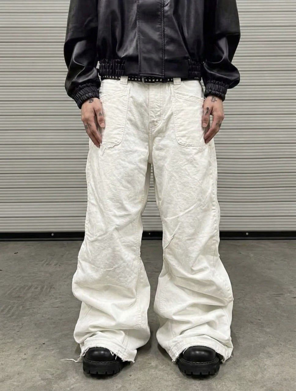 Japanese Brand flare bootcut painted black jeans Size 30" / US 8 / IT 44 - 3 Thumbnail