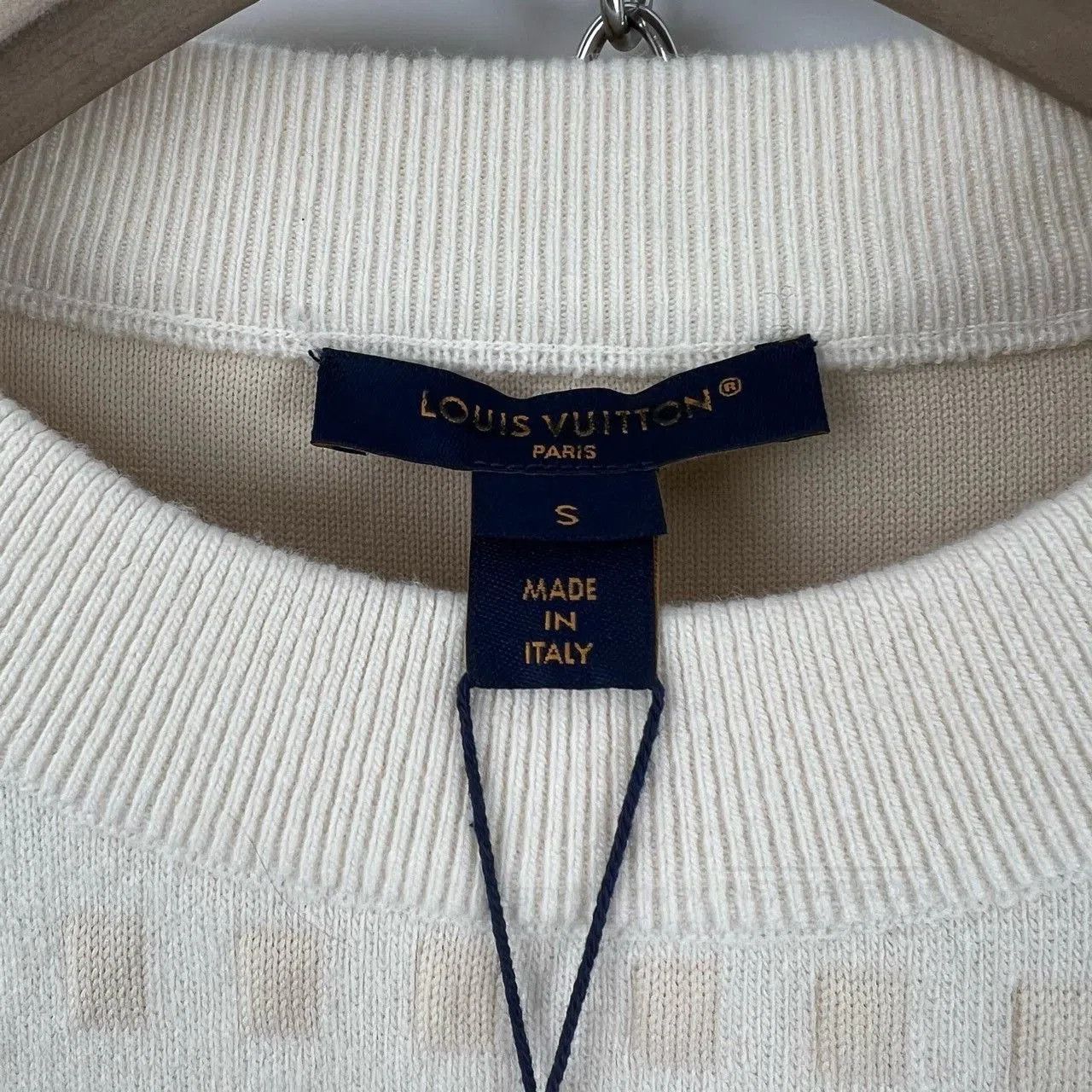 Louis Vuitton LV Gold Buckle Beige Stripe Logo Knit Sweater. Size S / US 4 / IT 40 - 3 Thumbnail