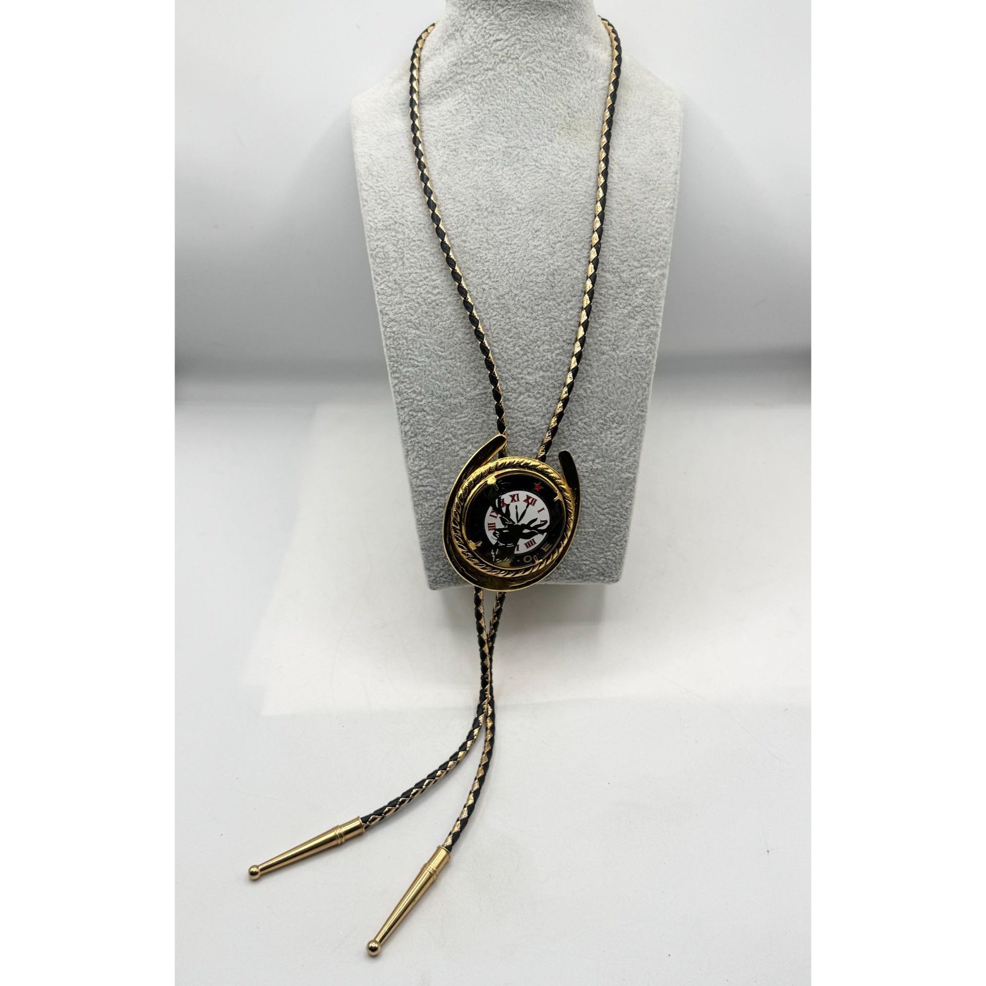 Vintage Vintage BPOE Elks Gold Tone Horseshoe Bolo Tie Braided Cord Size ONE SIZE - 4 Thumbnail