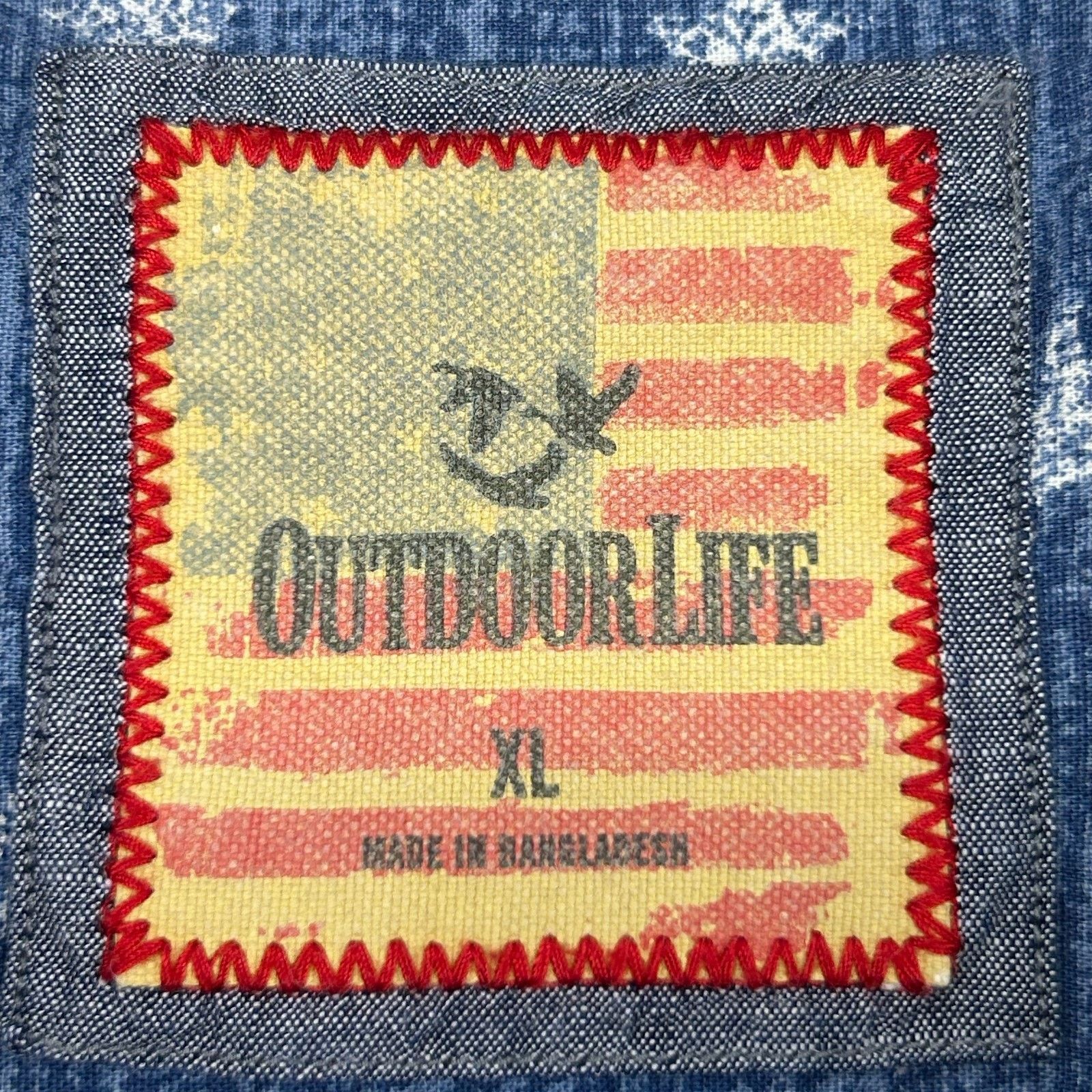 Other Outdoor Life USA Flag Stars Button Front Shirt Blue X-Large Size US XL / EU 56 / 4 - 5 Thumbnail