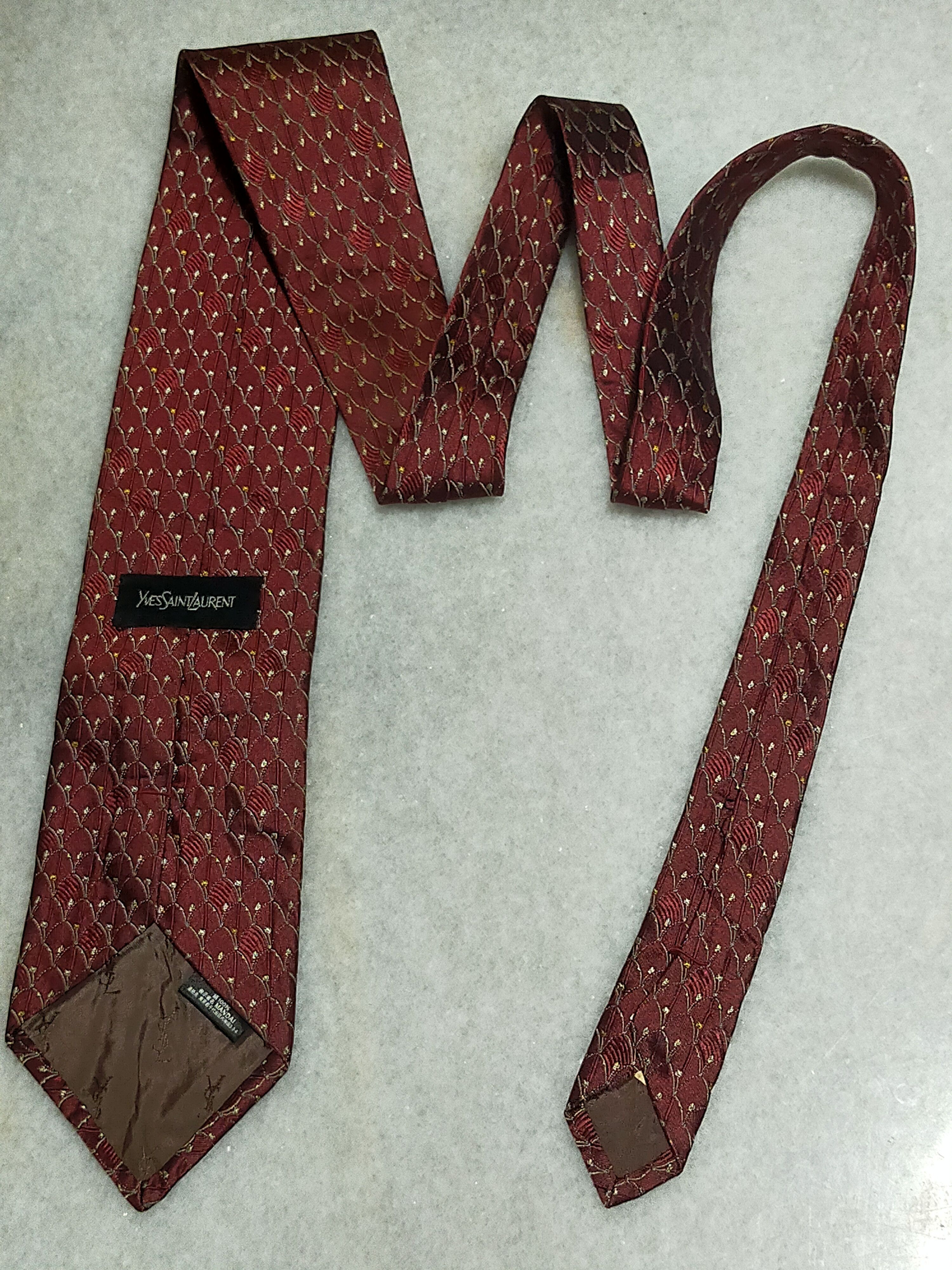 Yves Saint Laurent YVES SAINT LAURENT MAROON LUXURY SILK TIE Size ONE SIZE - 5 Thumbnail