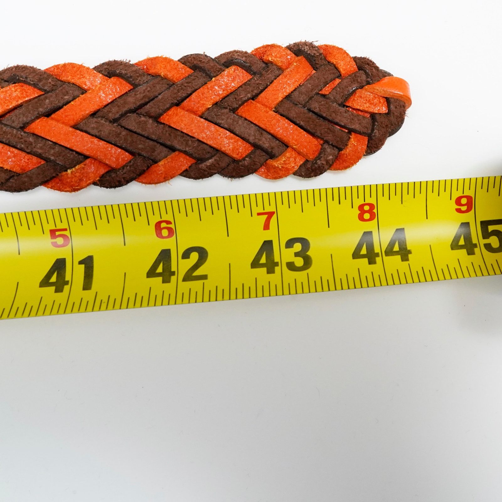 Other Italian Braided Leather Belt Orange Brown Woven Made Italy Size ONE SIZE - 4 Thumbnail