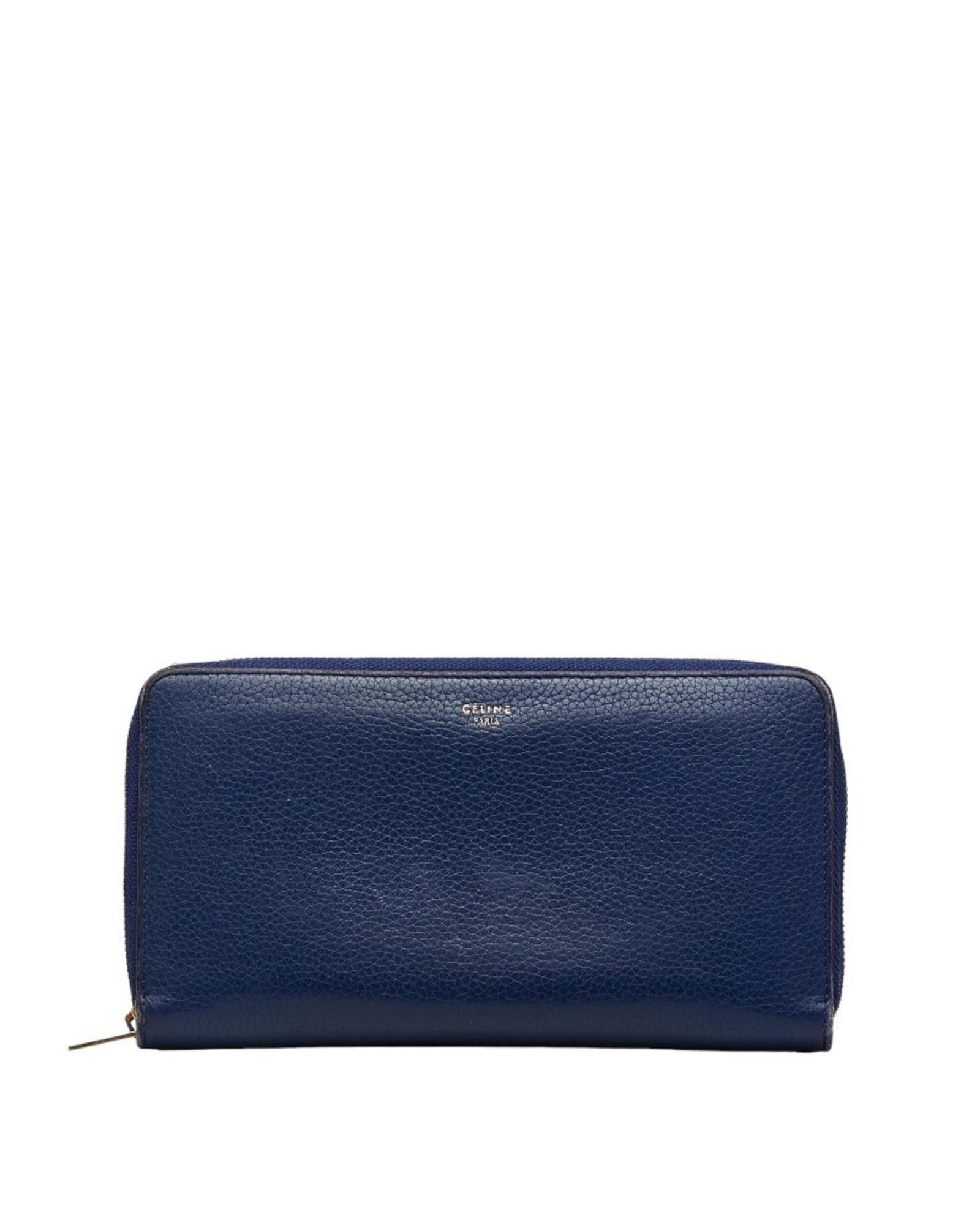 image of Celine Blue Leather Bi-Fold Wallet, Women's