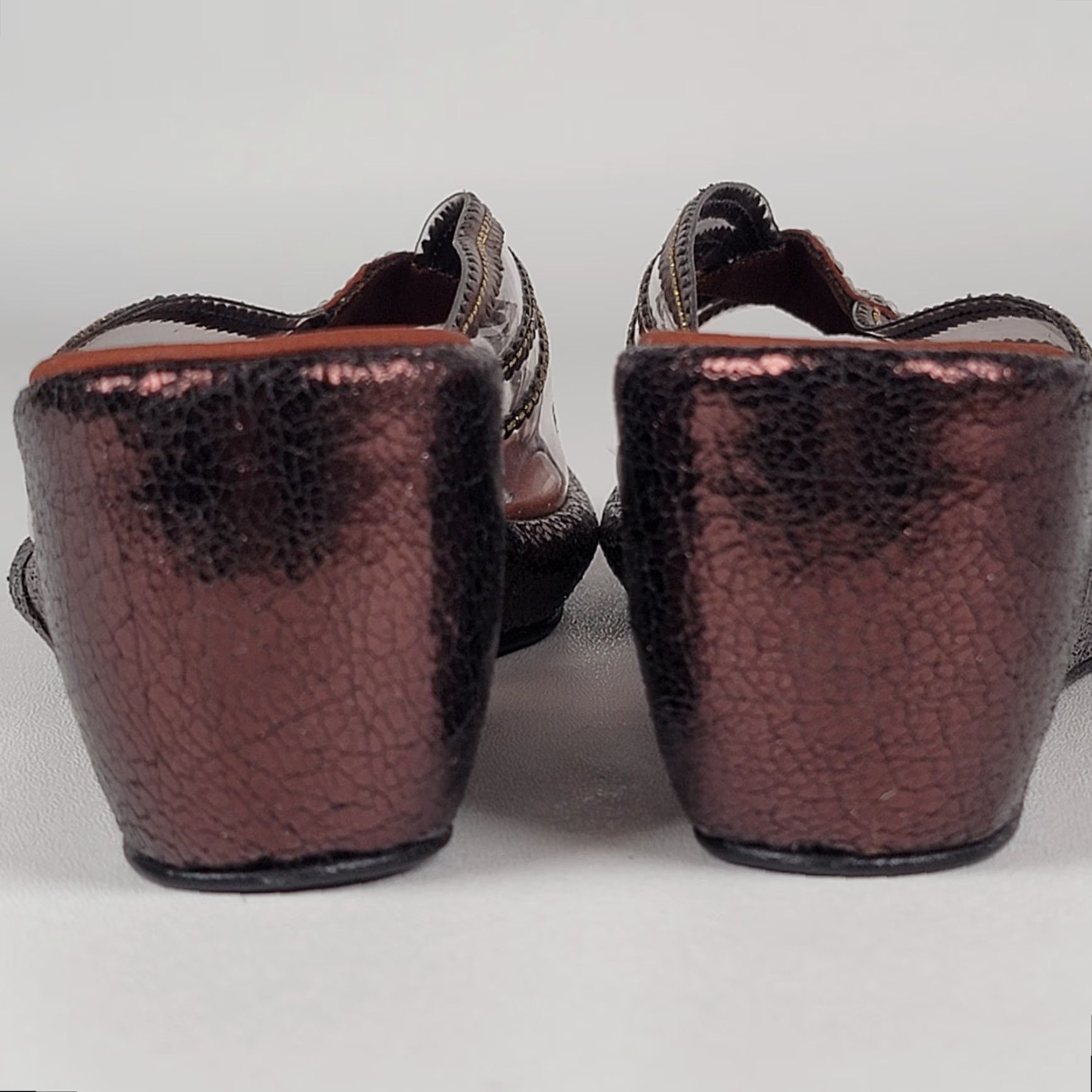 Vintage Degaria Women's Brown heel open toe size 8 Pump Kitten Heel Silver Character Metal Pump Womens Brown 8 Size US 8 / IT 38 - 6 Thumbnail