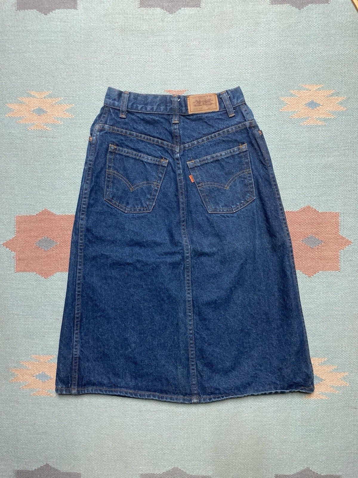 Levi's × Vintage 80s Levi’s denim skirt orange tab dark jeans preppy womens 7 Size 24" / US 00 / IT 34 - 1 Thumbnail