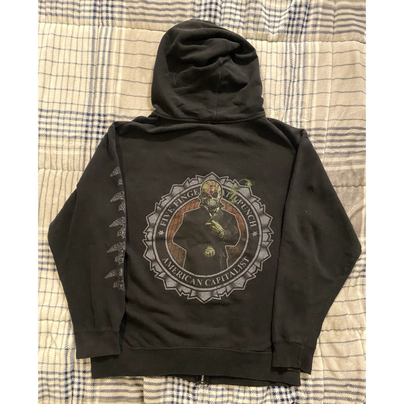 Doublet Five Finger Death Punch American Capitalist Hoodie Men's M Black Zip Full Zip Graphic Print Hooded Size US M / EU 48-50 / 2 - 2 Thumbnail