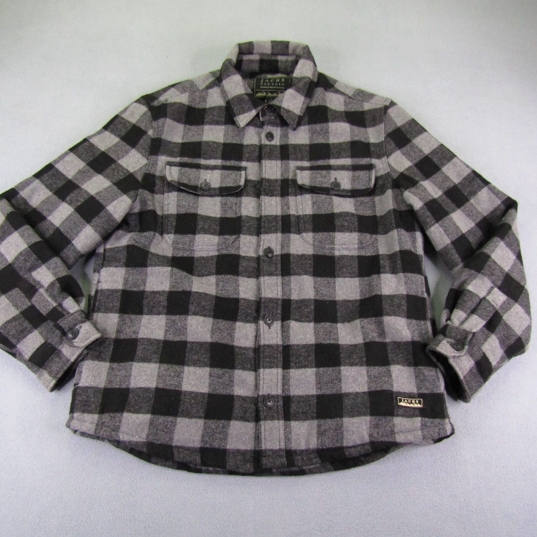 Vintage VINTAGE JACHS Jacket Mens Large Gray Plaid Flannel Wool Blend Quilted Lining Shacket Size US L / EU 52-54 / 3 - 2 Thumbnail