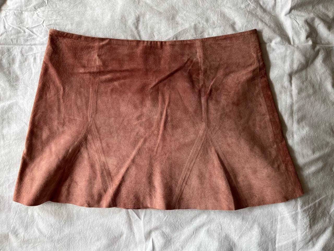 Designer × Other × Vintage KOOKAI pastel pink brushed pigskin vintage mini skirt Size 33" - 1 Thumbnail