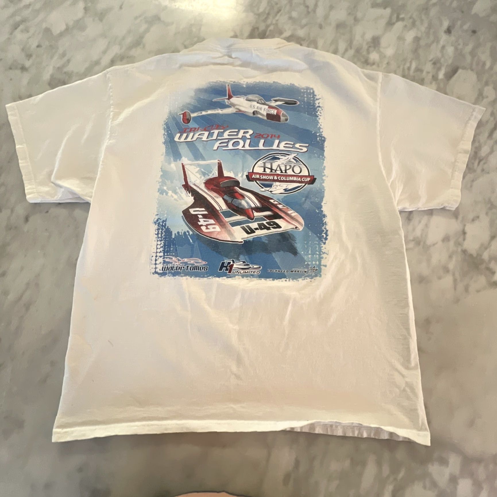 Port & Company VINTAGE Port & Company T-Shirt Main Selling Point: Hapo Air Show & Columbia Cup XL White Men Shirt XL Size US XL / EU 56 / 4 - 2 Thumbnail