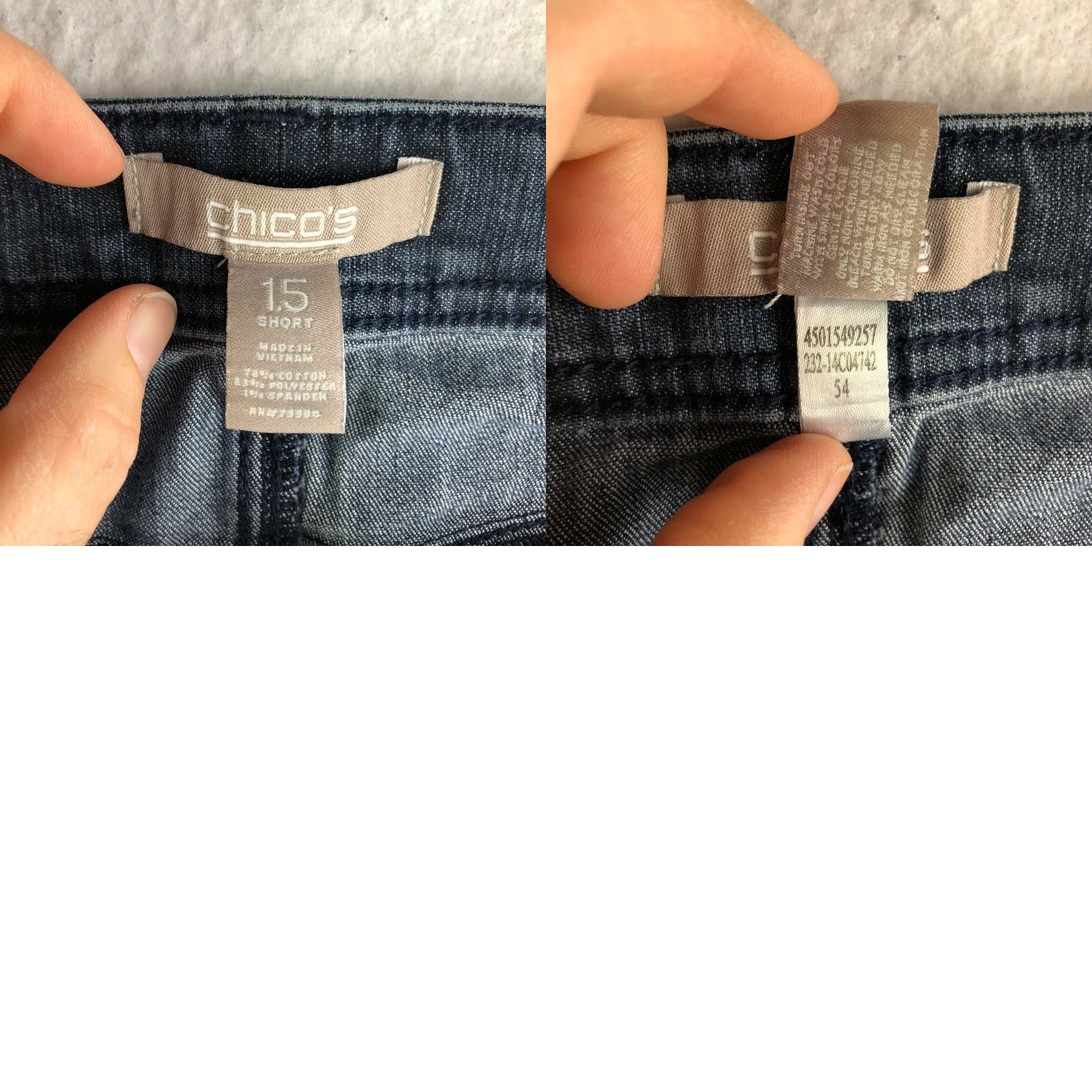Vintage Chico's Womens Jeans Blue Denim Straight Leg Mid Rise 1.5 Short Regular Inseam 28" Cotton Denim Comfort Vintage? No - Pre-owned Size 26" / US 2 / IT 38 - 8 Thumbnail