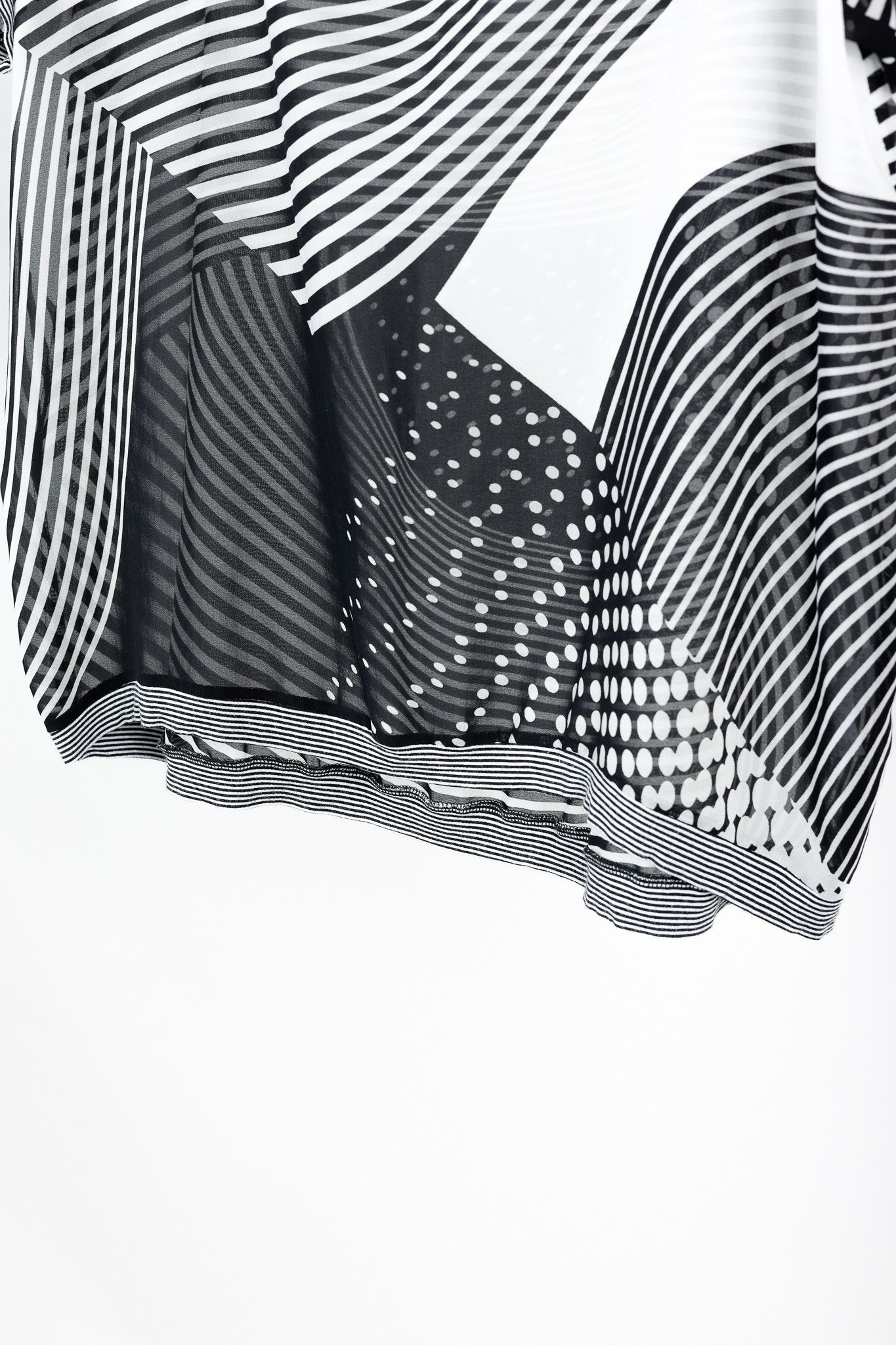 Other Art Point Black & White Striped Polka-Dot Chiffon Blouse Size L / US 10 / IT 46 - 7 Thumbnail