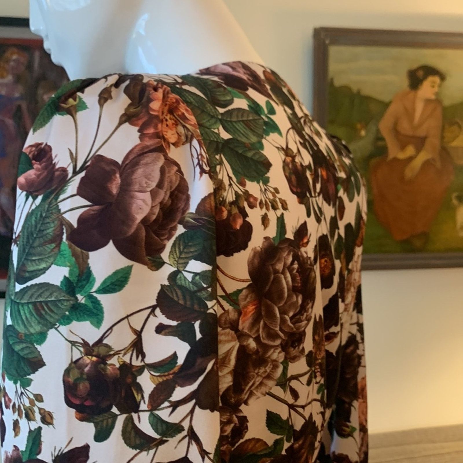 Vintage Alexia Admor moody dark floral wrap dress Size L / US 10 / IT 46 - 8 Thumbnail