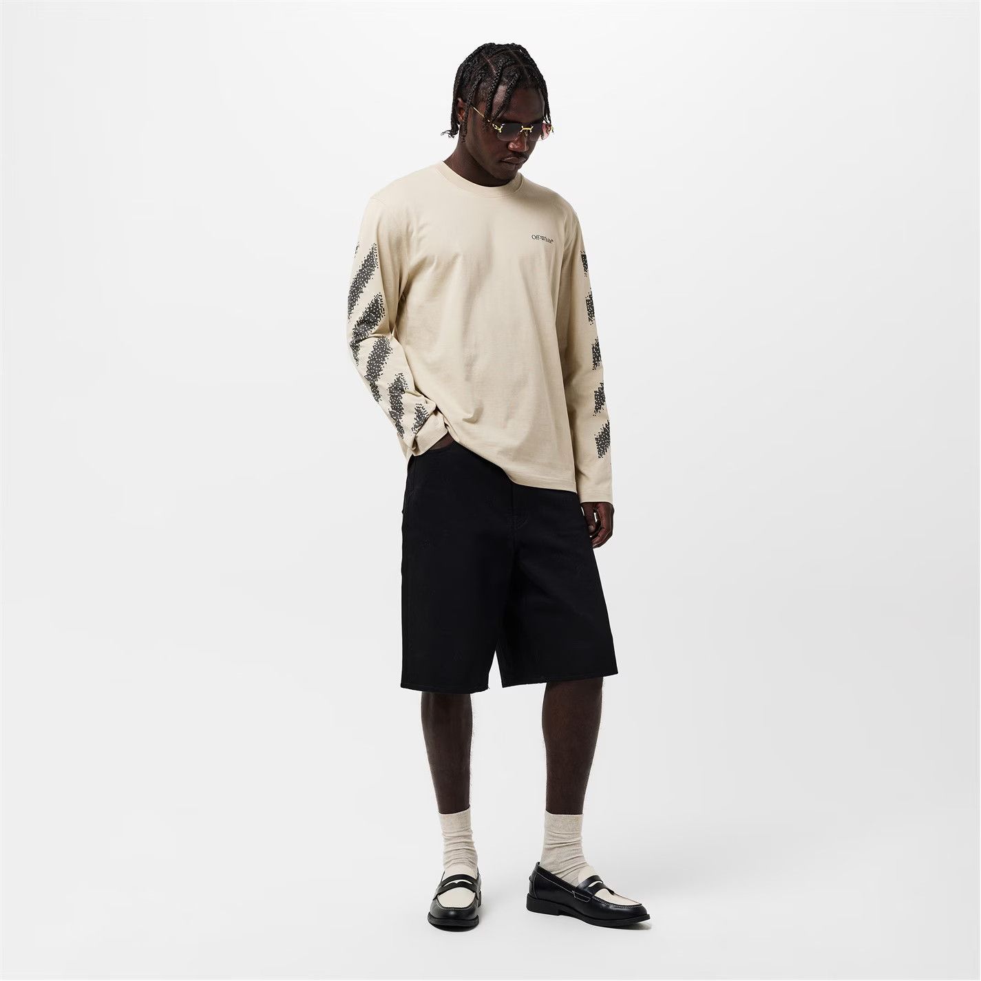 Off-White o1g2r1mq0226 Diag Skate Diagonal Graphic T-Shirt In Beige Size US XXL / EU 58 / 5 - 6 Thumbnail