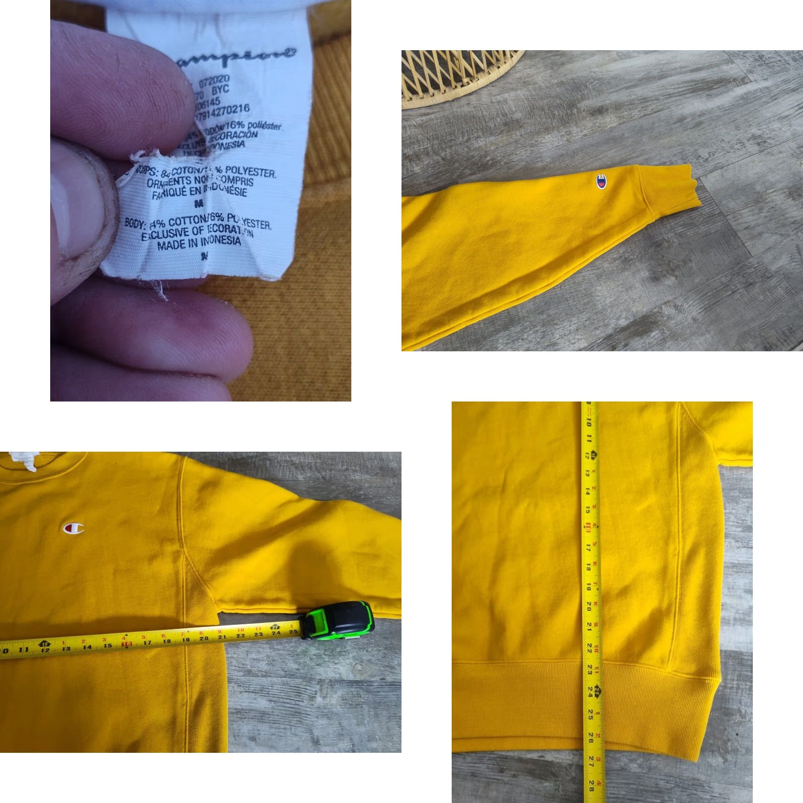 Champion VINTAGE Champion Sweatshirt Men’s Medium Crew Neck Fleece Yellow Gold 90s Sport Casual Size US M / EU 48-50 / 2 - 8 Thumbnail