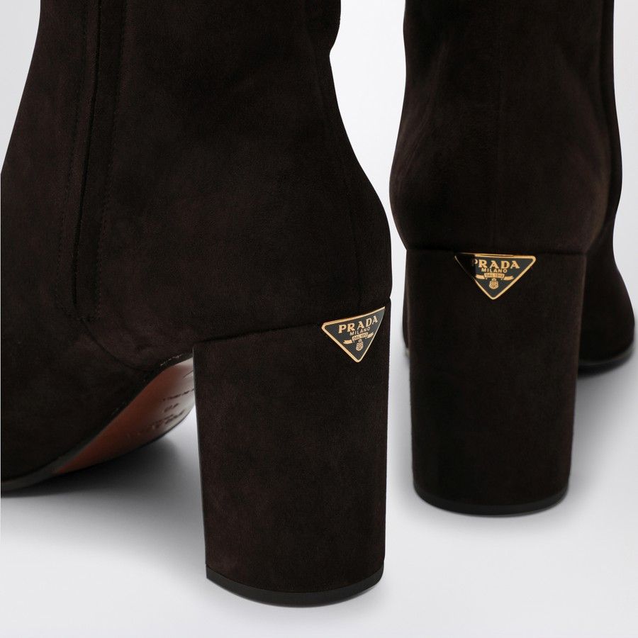 Prada o1d2blof0924 Suede Boots in Dark Brown Size US 7 / IT 37 - 5 Thumbnail