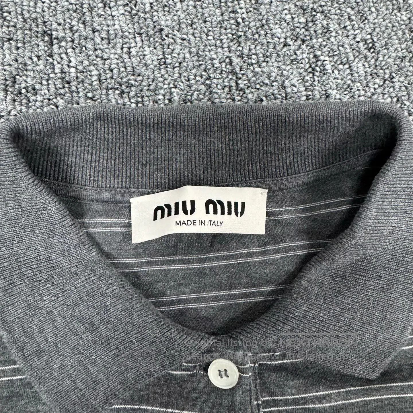 Miu Miu miu miu Small logo, fine stripes, long-sleeved polo shirt| Size XS / US 0-2 / IT 36-38 - 7 Thumbnail