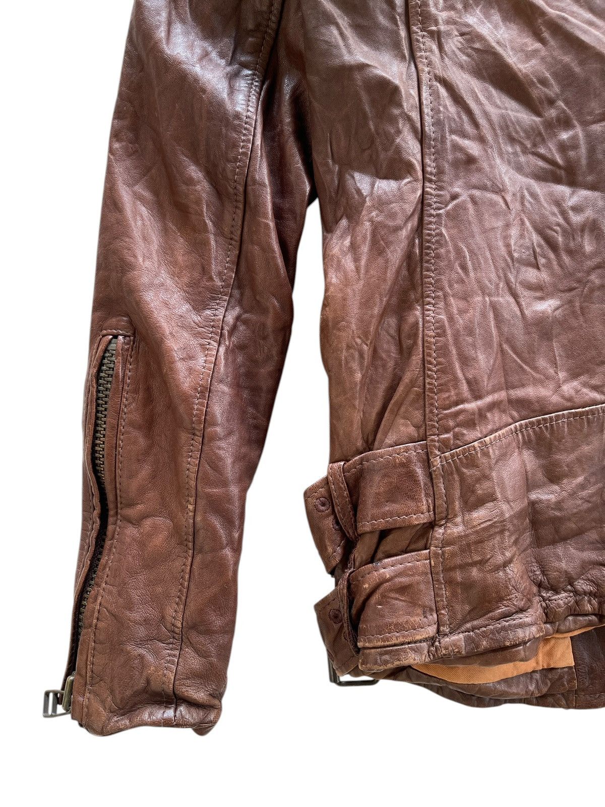 Japanese Brand NINE Sheepskin Wrinkle Rider Leather Jacket Size XS / US 0-2 / IT 36-38 - 13 Thumbnail
