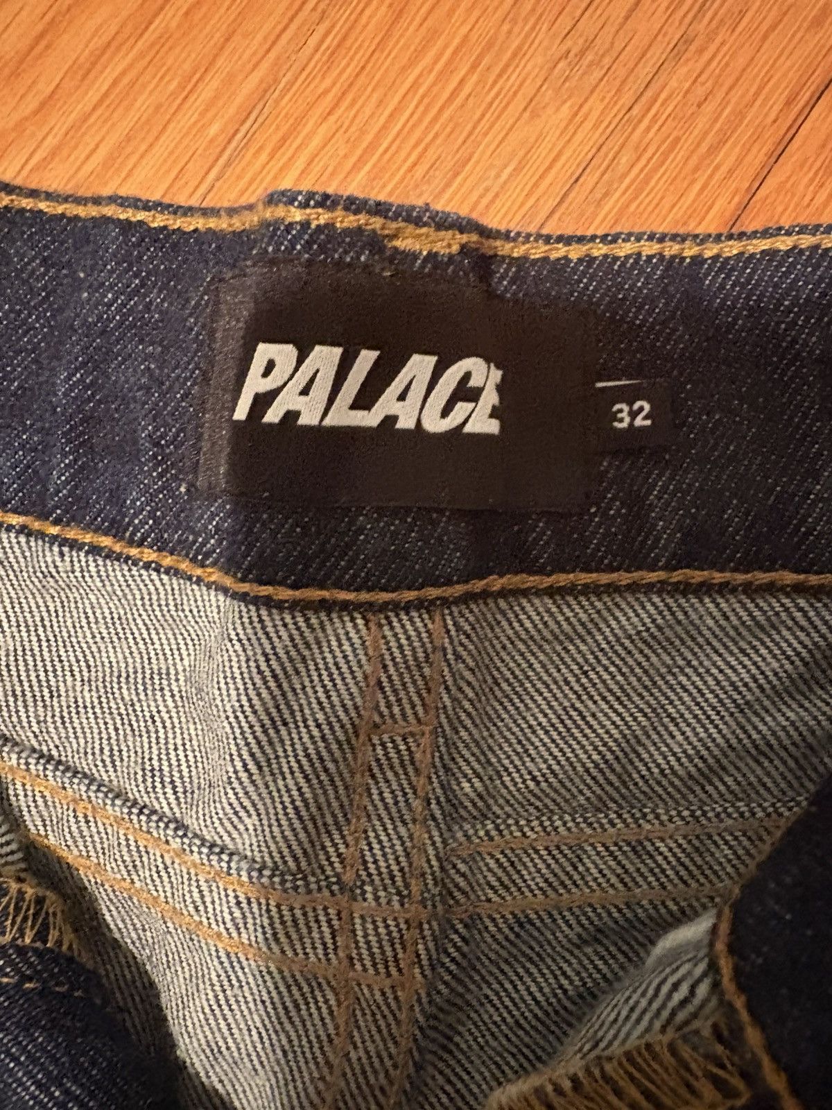 Palace Palace Yellow “Chain Script” Indigo Denim Size US 32 / EU 48 - 3 Thumbnail