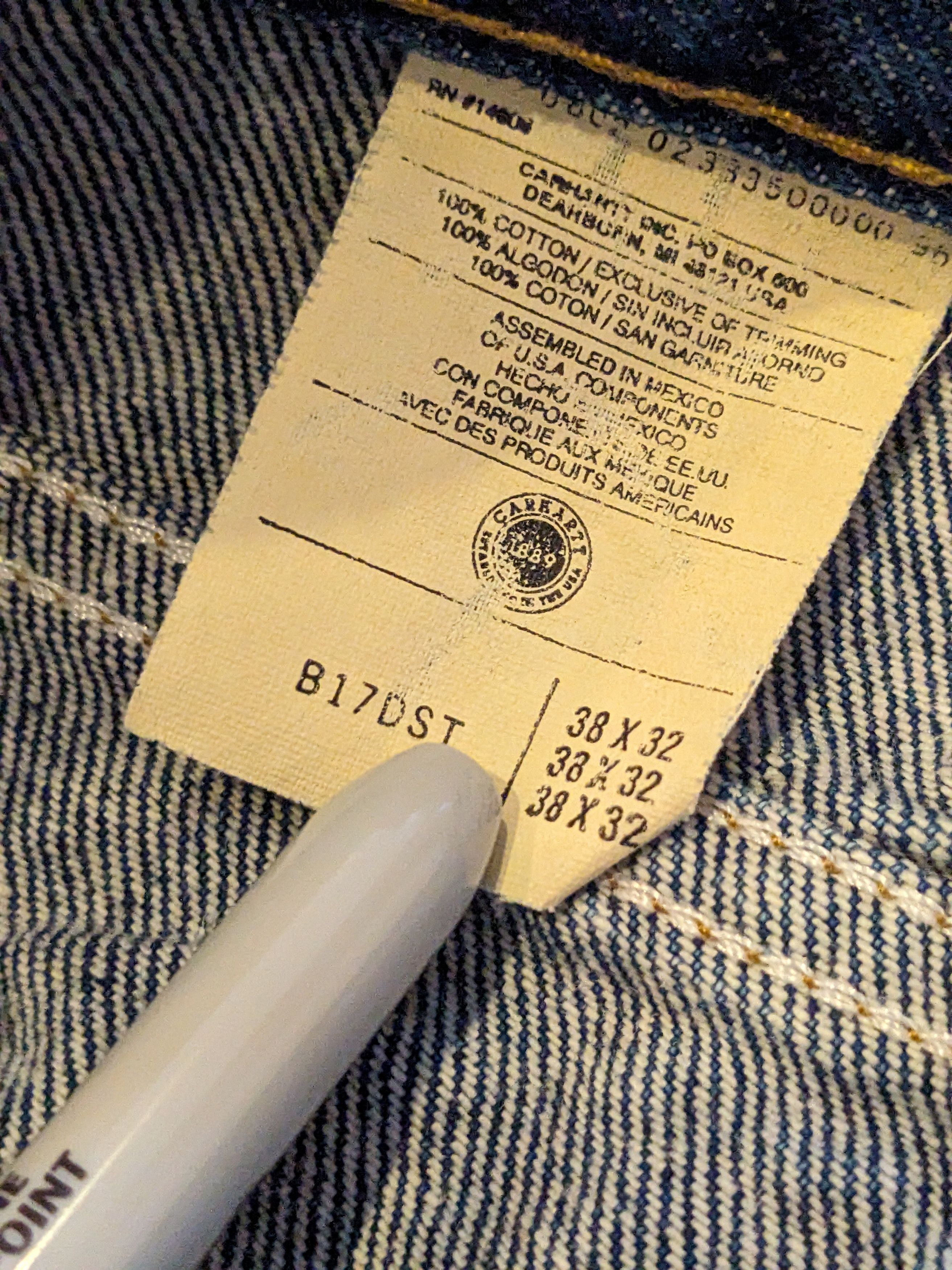 Carhartt × Vintage Vintage 90s Carhartt B17 DST 38 x 32 Blue Denim Jeans Size US 38 / EU 54 - 4 Thumbnail