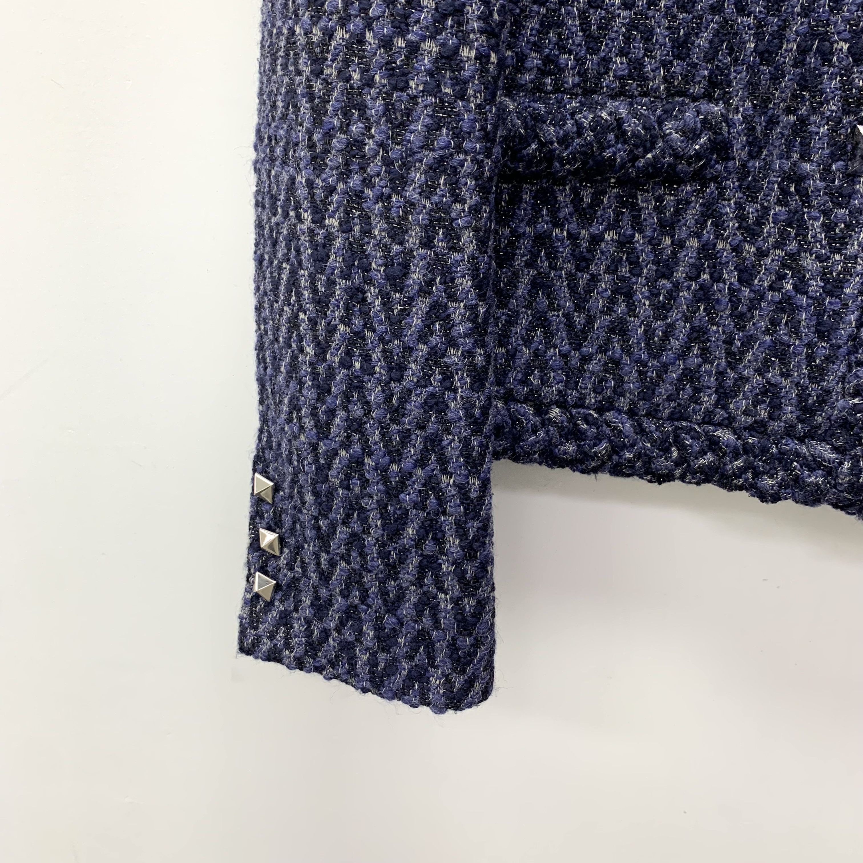 Valentino Valentino Navy Studded Wool Tweed Jacket M Size US XXS / EU 40 - 5 Thumbnail