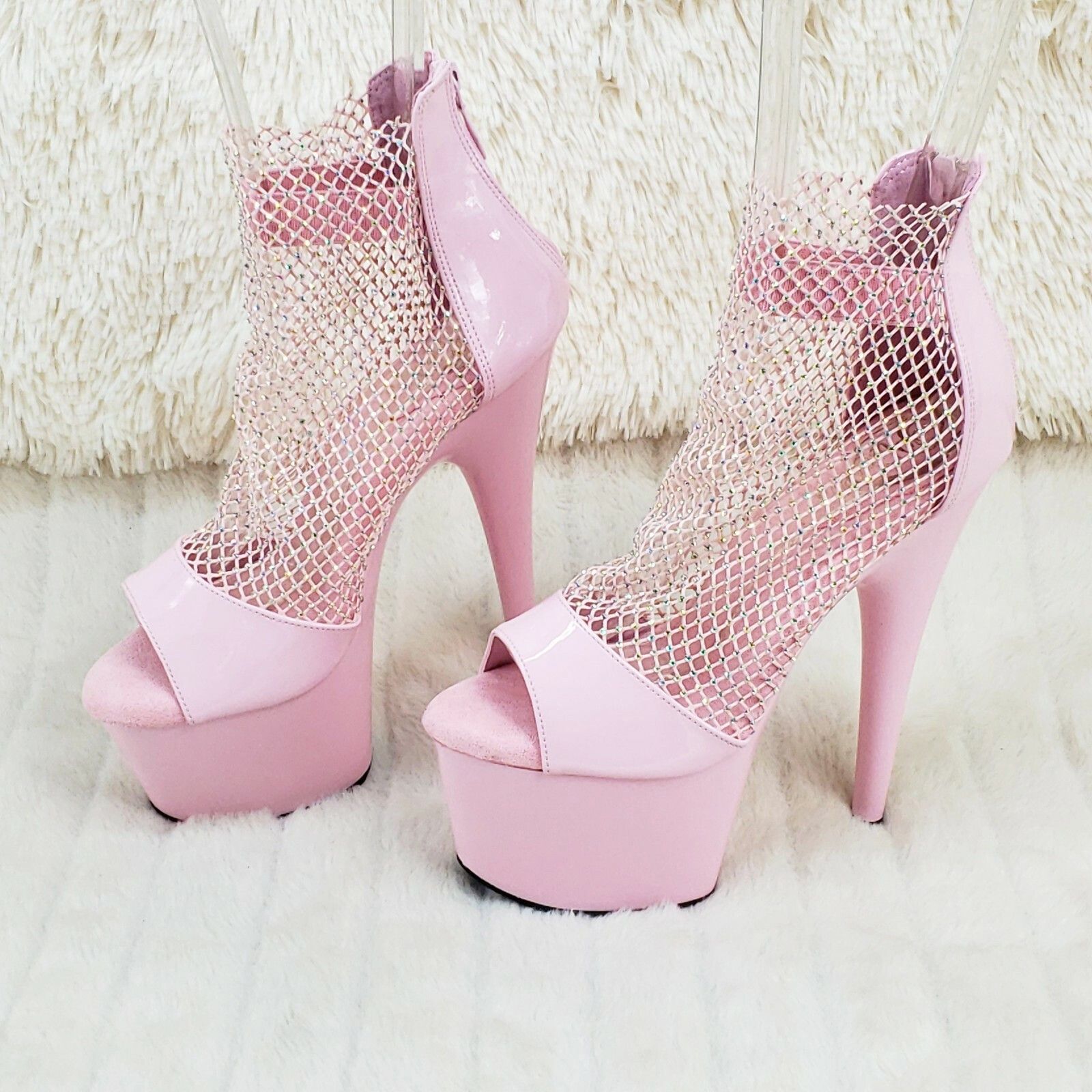 Other Adore 765RM Baby Pink Rhinestone Mesh Platform Sandals 7" Hi Size US 8 / IT 38 - 6 Thumbnail
