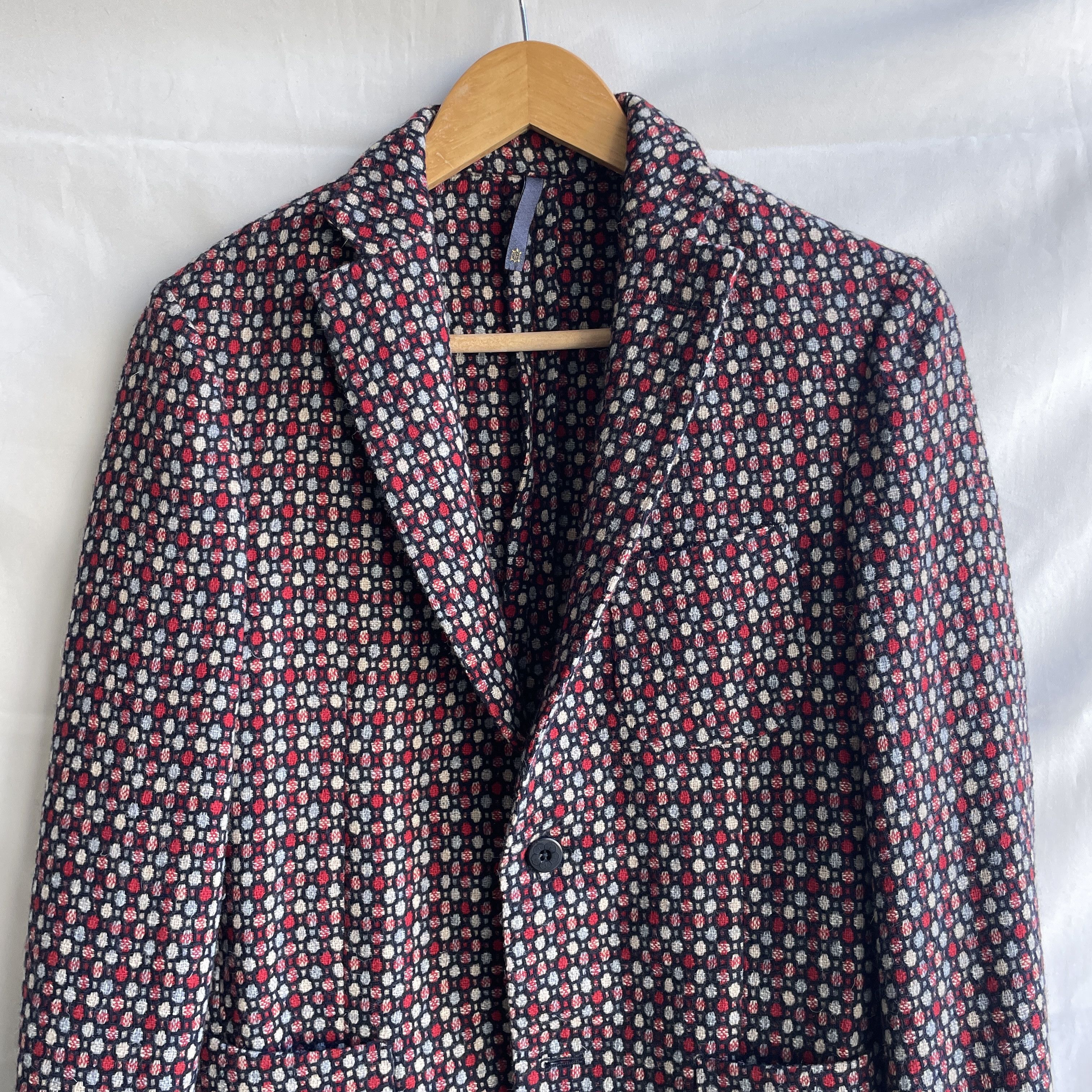 Slowear Montedoro Wool Blend Unstructured Textured Geometric Blazer Size 34R - 4 Thumbnail