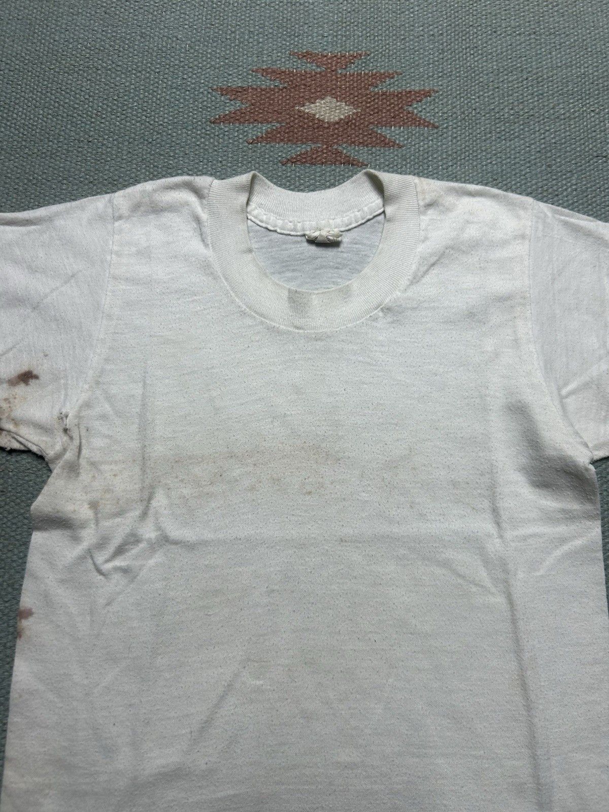 Vintage Vtg 70s blank white t shirt distressed FOTL kids 10 baby tee Size XXS / US 00 / IT 34 - 3 Thumbnail