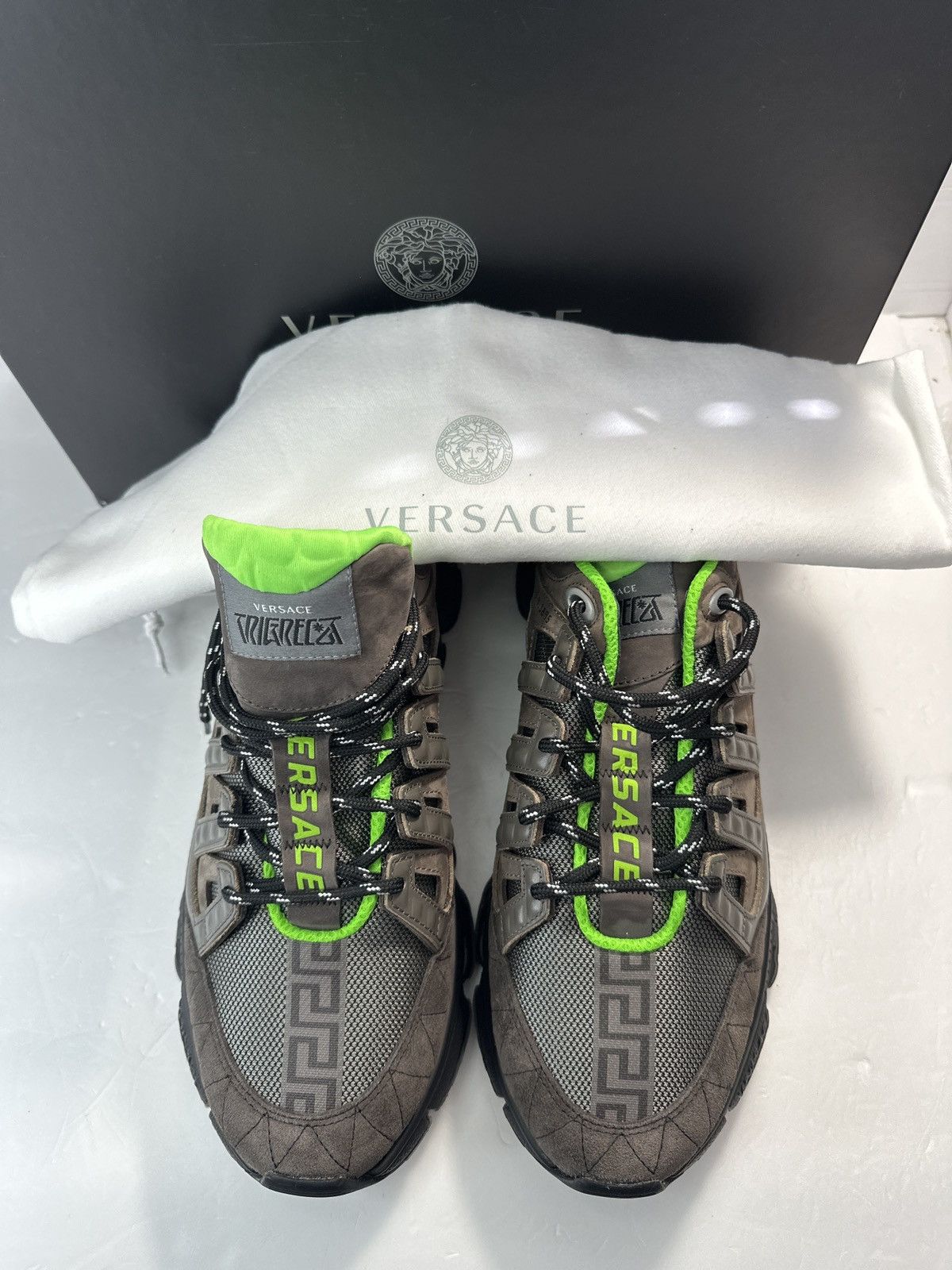 Versace Versace Trigreca Low Top Sneaker (Men) PEPPER/ TAUPE Size US 10 / EU 43 - 12 Thumbnail
