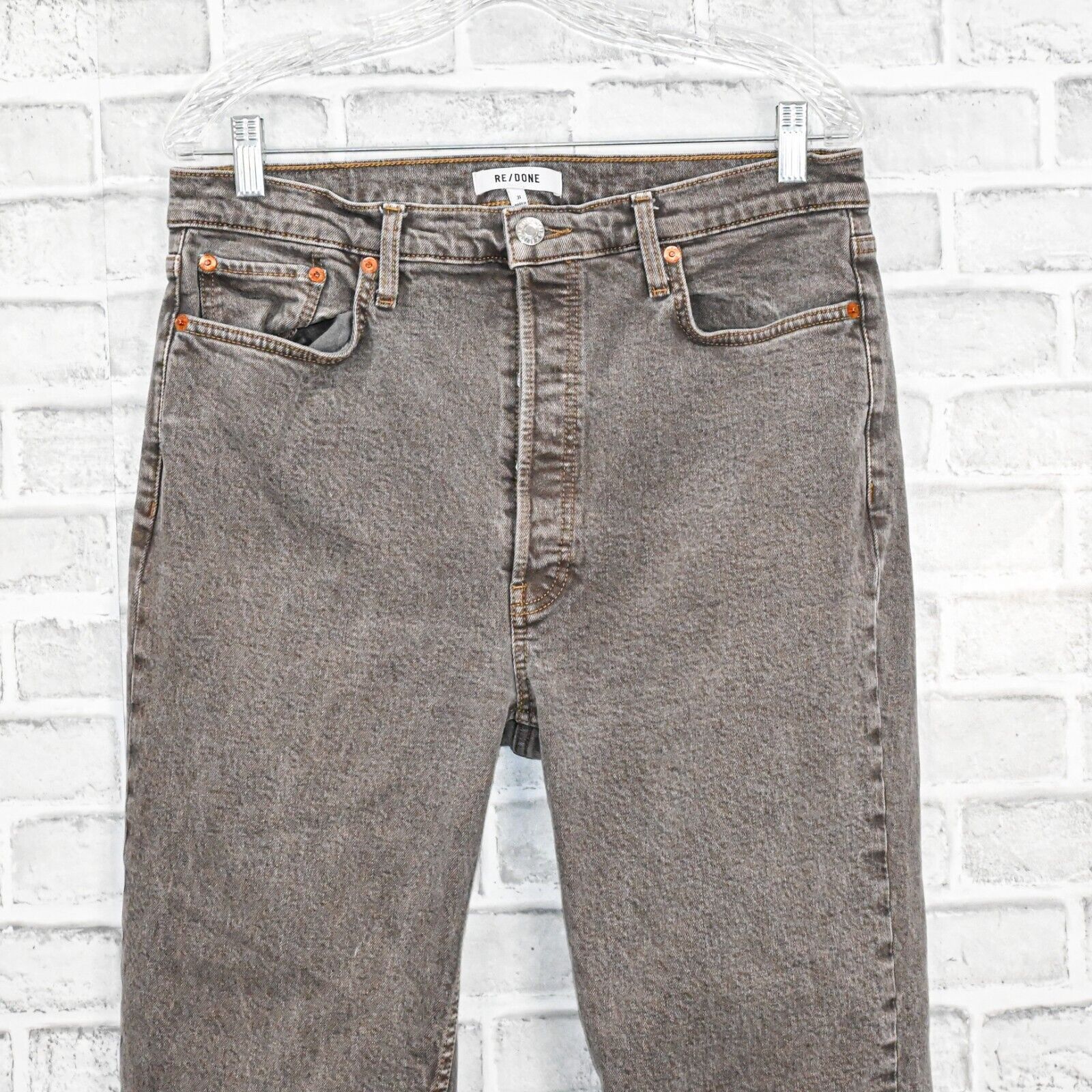 RE/DONE RE/DONE 70s Ultra High Rise Stove Pipe Jeans Grey wash raw Size US 31 - 4 Thumbnail