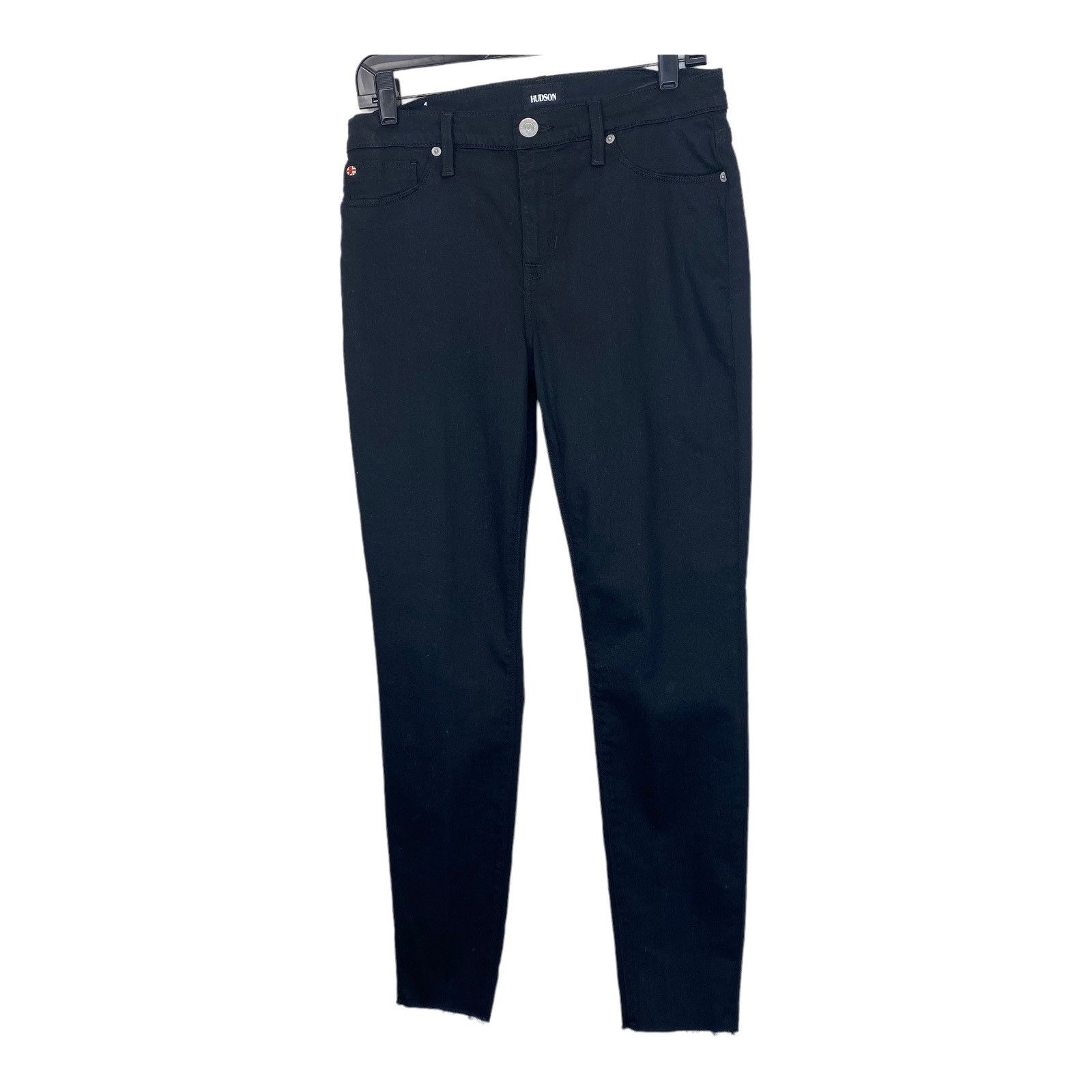 Hudson Hudson Natalie Super Skinny Mid Rise Raw Hem Jeans Black Str Size 29" - 2 Thumbnail