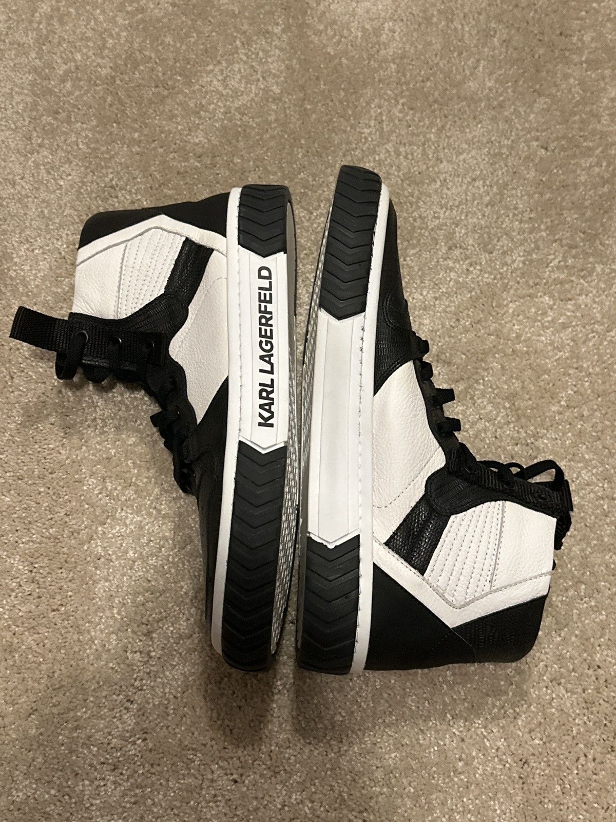 Karl Lagerfeld Karl Lagerfeld Leather & Python Print Midtop Sneakers Size US 11.5 / EU 44-45 - 1 Thumbnail