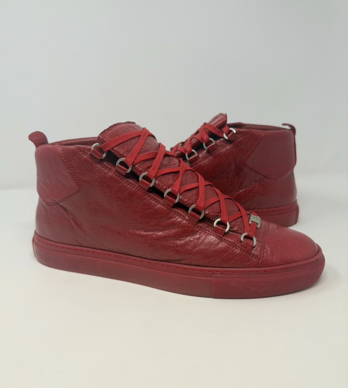 Balenciaga Arena High Top Sneaker Red Leather