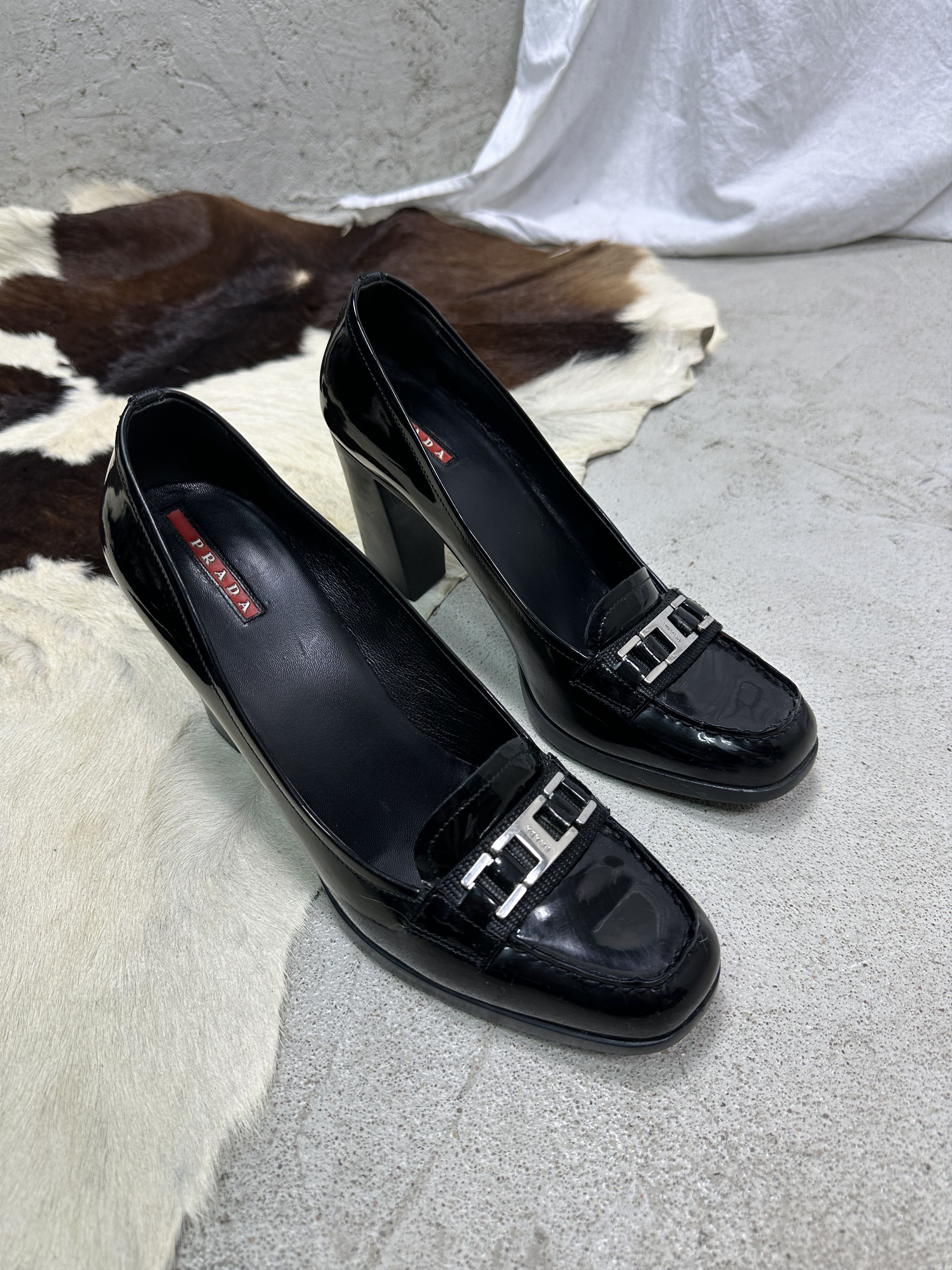 Prada Vintage Avant Garde Old Money Prada Heeled Mocassins Y2K Size US 9 / IT 39 - 1 Thumbnail