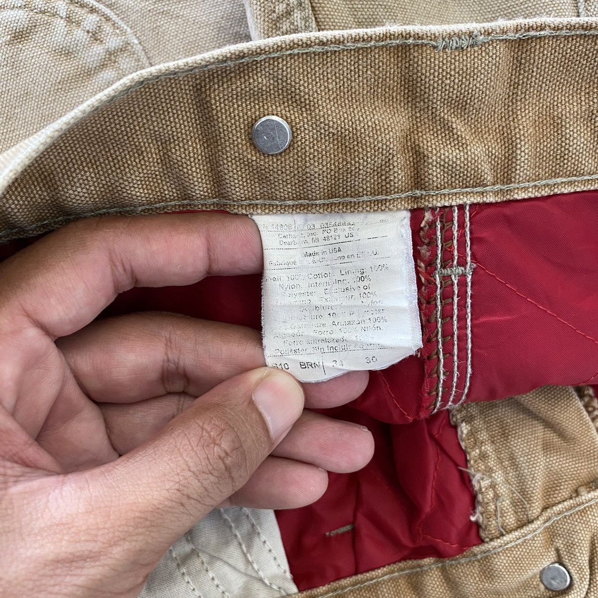 Carhartt VTG Carhartt Insolation Lined Faded Tan Workwear Pants Size US 33 - 25 Thumbnail