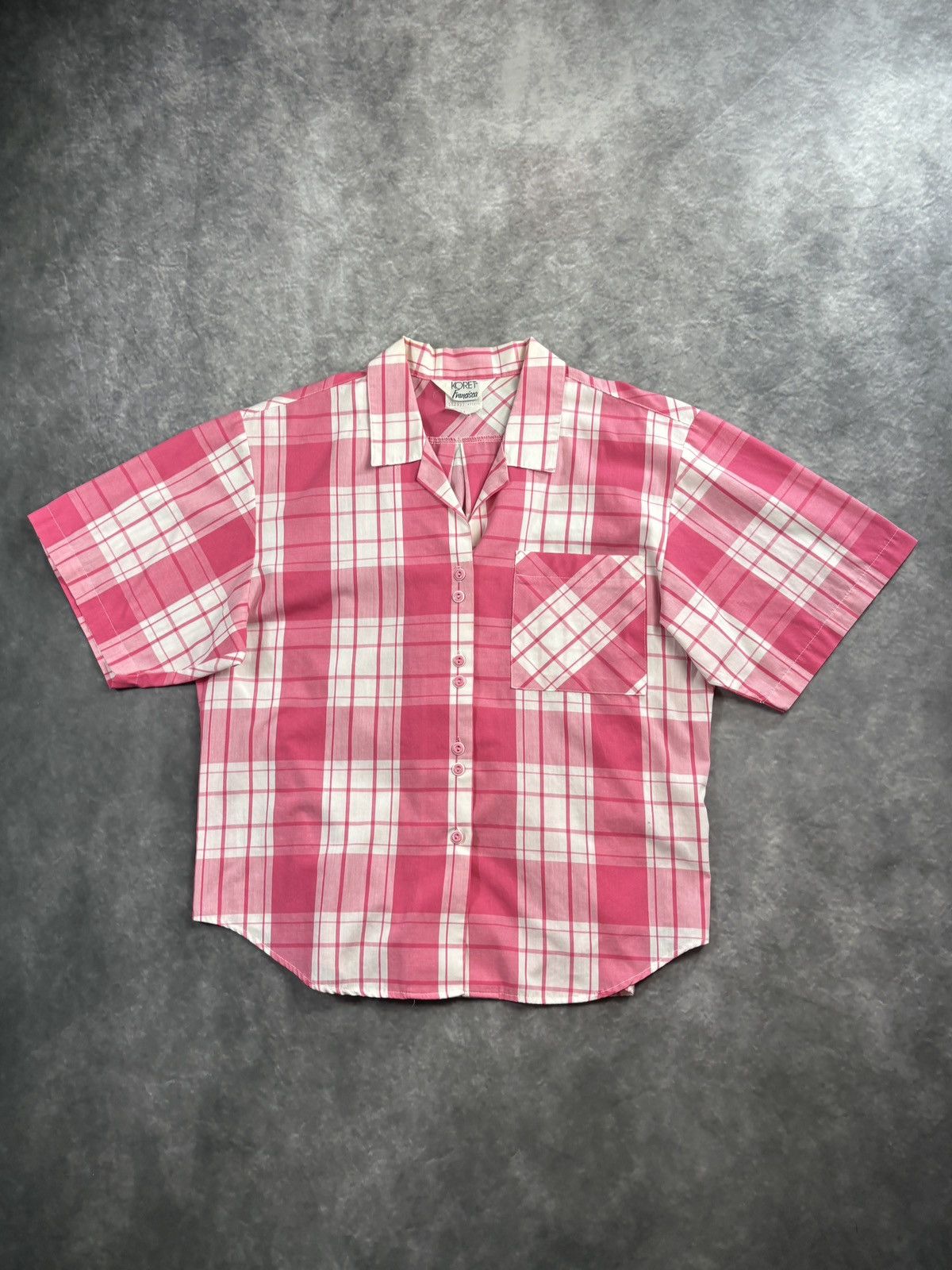 Vintage 80s Vintage Pink Plaid Polo Shortsleeve Koret Union Made 50s Size US XS / EU 42 / 0 - 1 Thumbnail