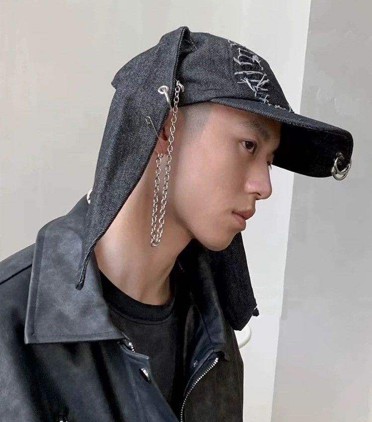 Japanese Brand Avant garde chunky bunny rabbit ear distressed raw denim cap Size ONE SIZE - 7 Thumbnail
