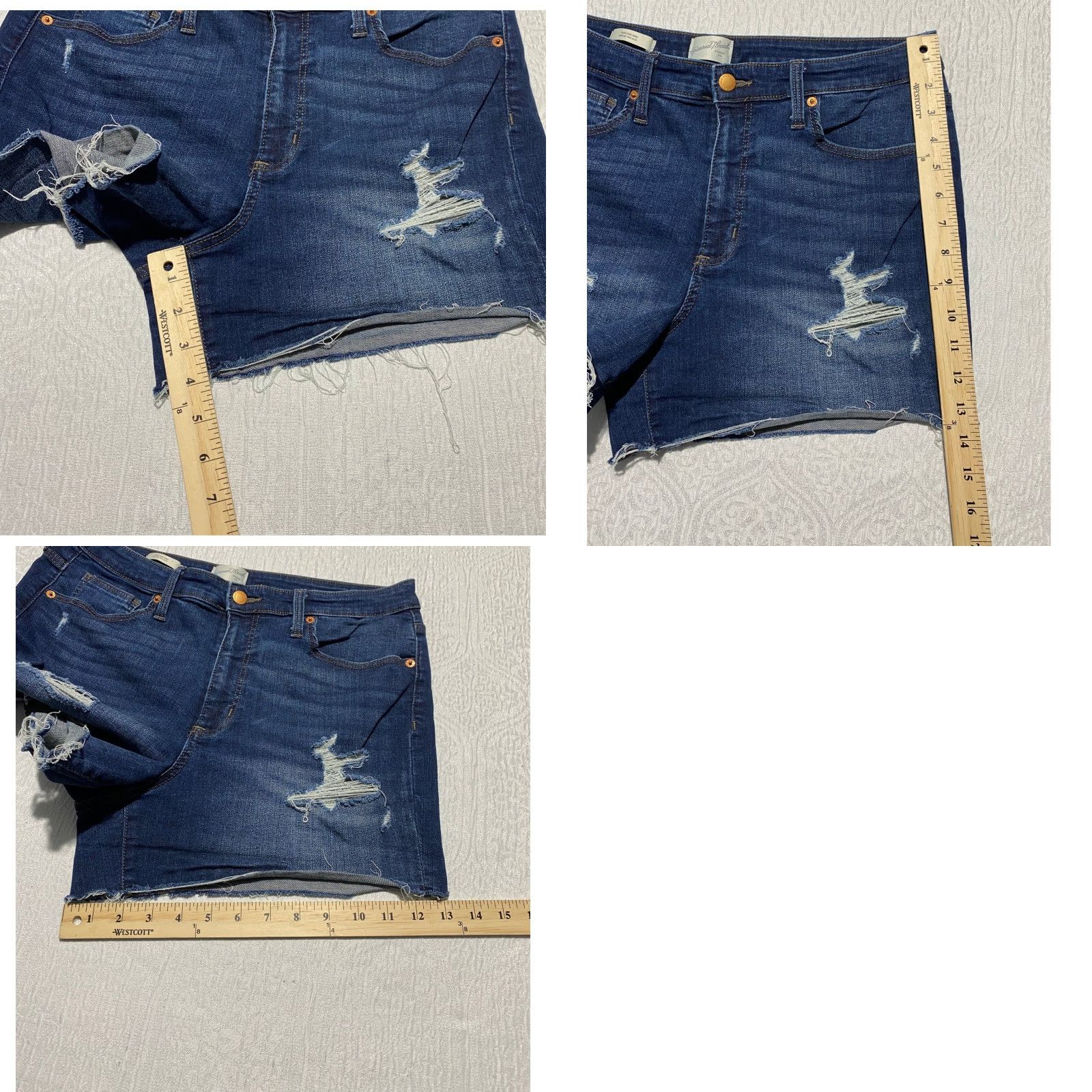 Vintage Universal Thread Denim Shorts 32 High Rise Midi Distressed Cut-Off Women's Jeans Shorts Blue Cotton Spandex Polyester Casual Summer Vintage No Size 24" / US 00 / IT 34 - 8 Thumbnail