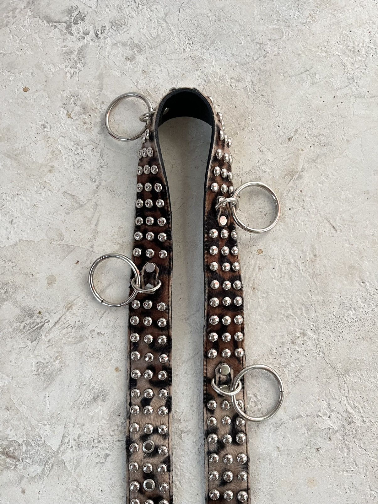 Hysteric Glamour Japanese Punk Leopard Studded Ring Fur Belt Size 32 - 2 Thumbnail