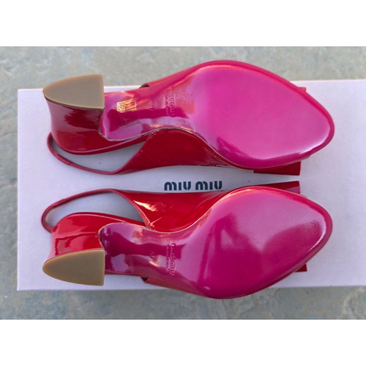 Miu Miu Miu Miu Red Patent Leather Heel Open Toe Pumps w/ Bow EU 37 Size US 6 / IT 36 - 6 Thumbnail
