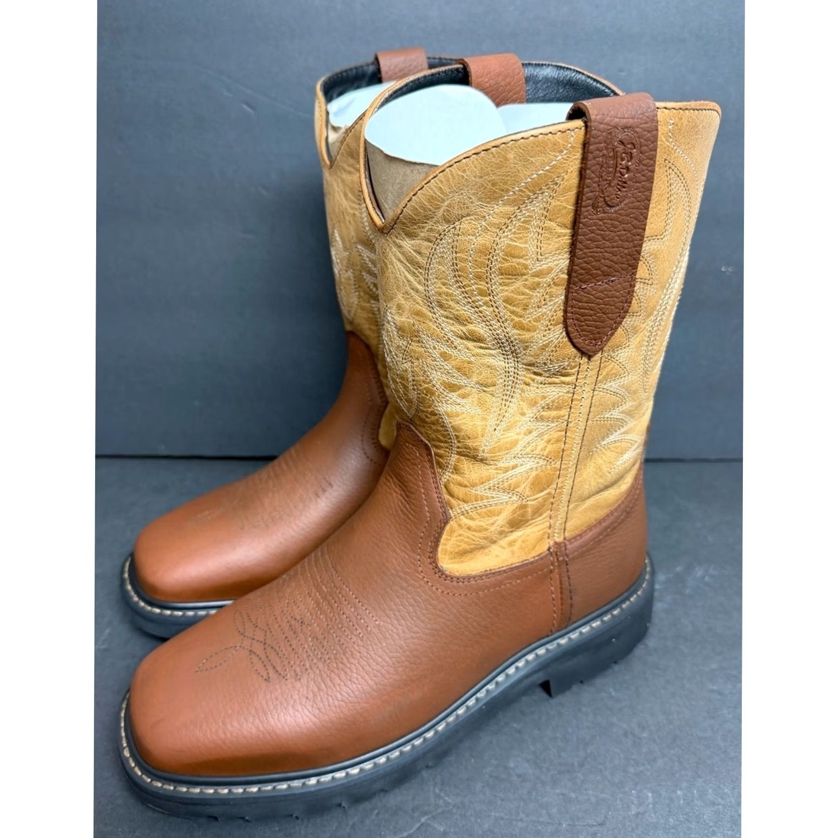 Vintage NEW JB Dillon Reserve Leather Cowboy Boots Square Toe Oak Honey SIZE 9 EW Men's Size US 9 / EU 42 - 2 Thumbnail