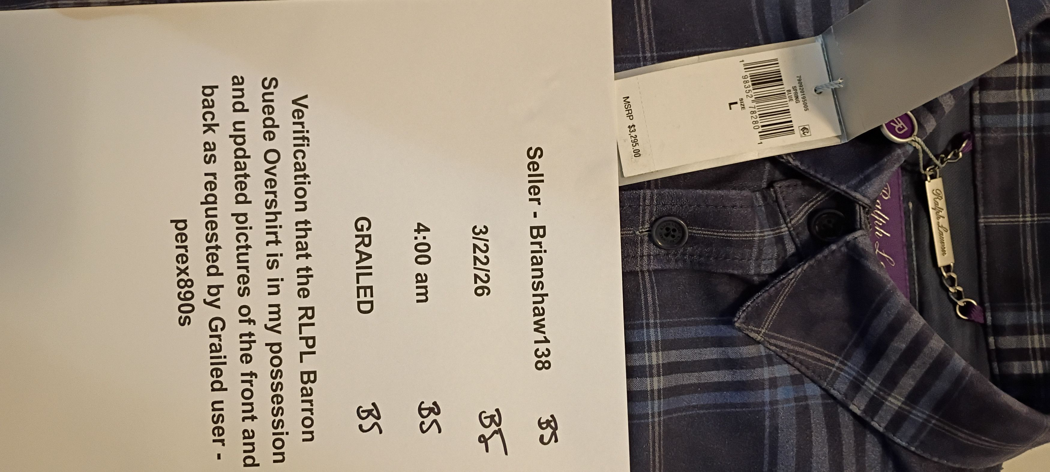 Ralph Lauren Purple Label Ralph Lauren Purple Label "Barron" Plaid Suede Overshirt Size US L / EU 52-54 / 3 - 13 Thumbnail