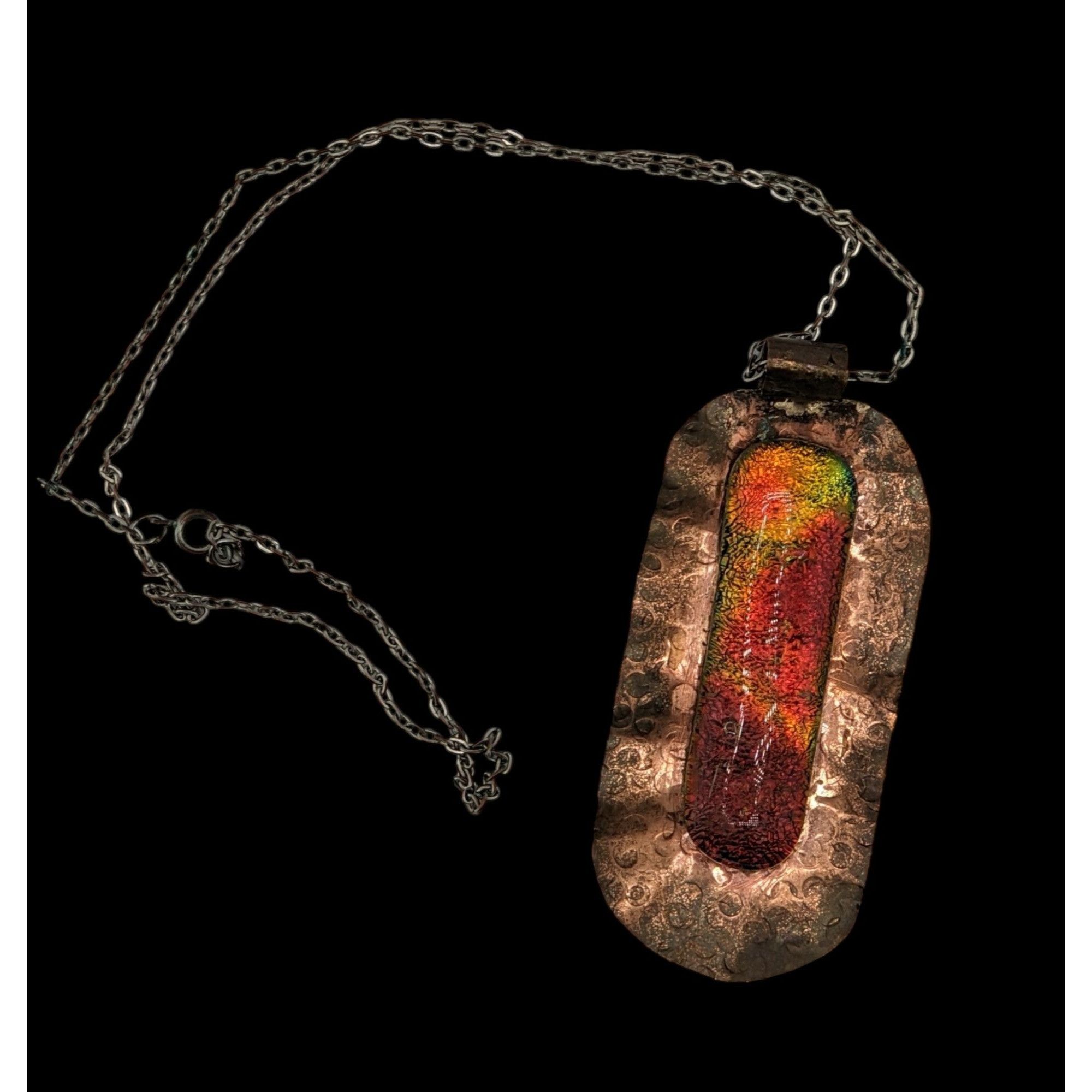 Handmade Vintage Handmade Brutalist Dichroic Glass Pendant Necklace Size ONE SIZE - 3 Thumbnail