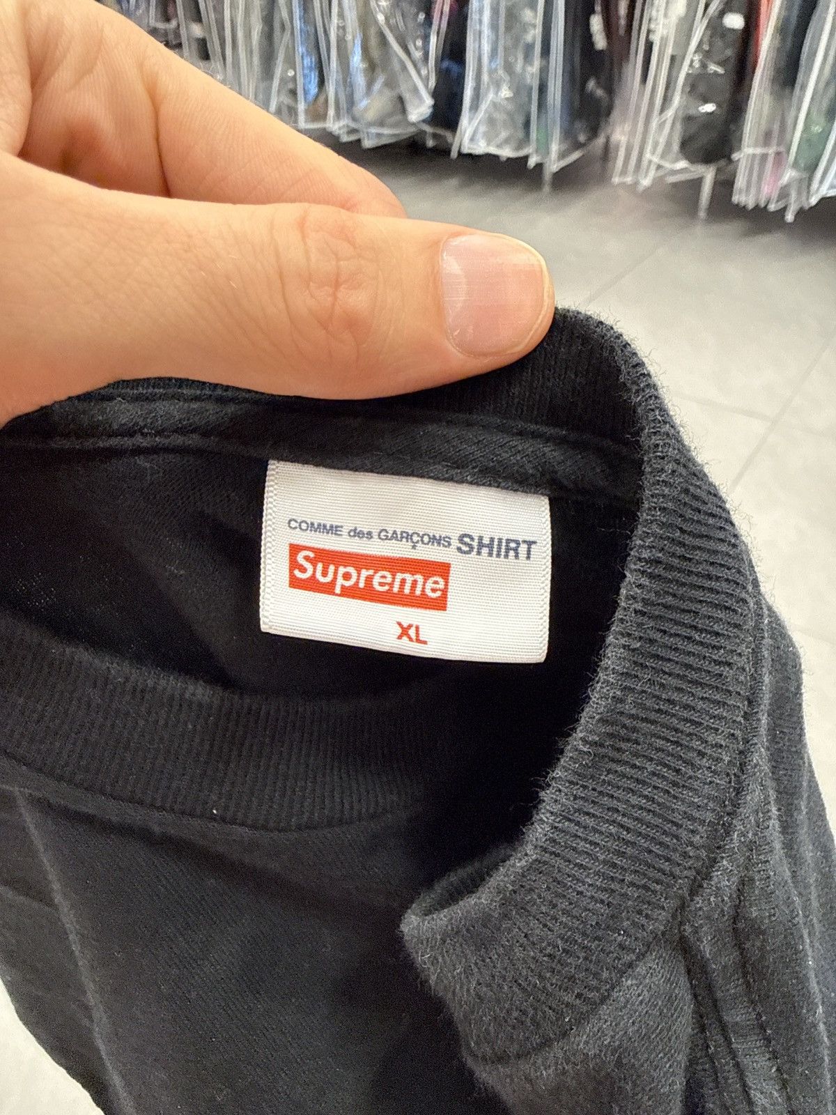 Comme des Garcons SHIRT × Supreme Supreme x CDG Box Logo T-Shirt Black Size US XL / EU 56 / 4 - 2 Thumbnail