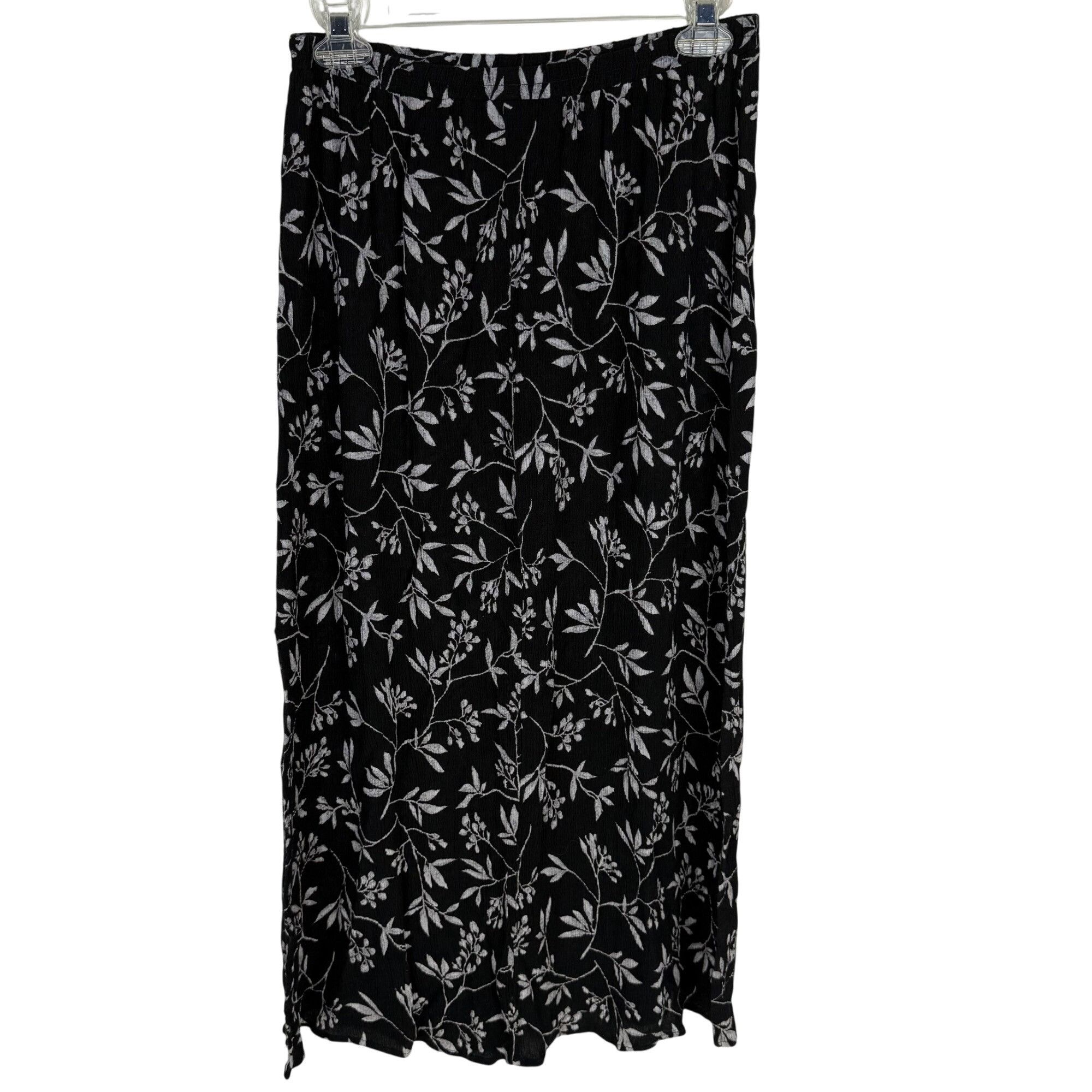 Other Norton McNaughton Midi Skirt Black Floral Lightweight Elasti Size 26" / US 2 / IT 38 - 6 Thumbnail