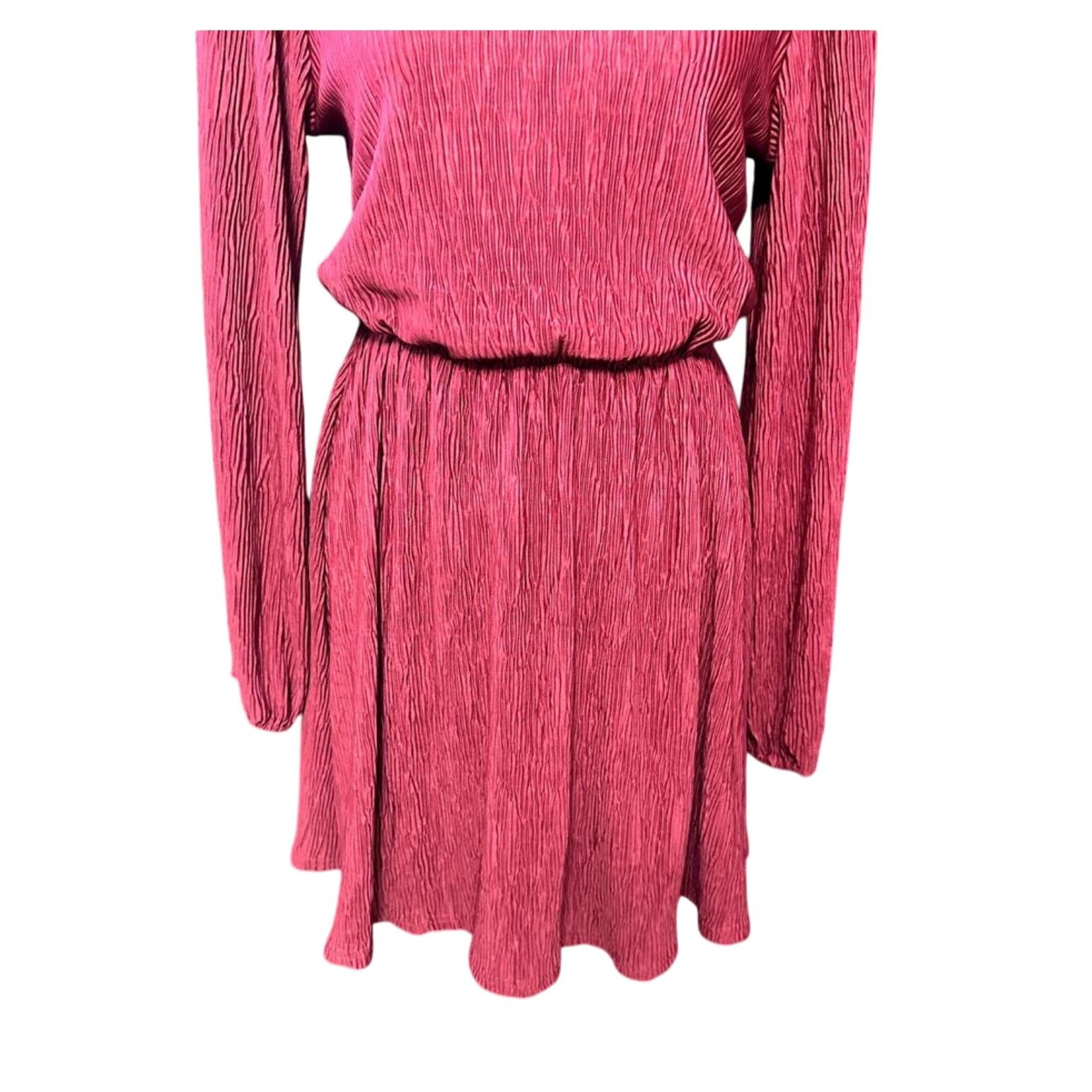 Other Floret Studios Women's Red Pleated Long Sleeve Mini Dress M Size M / US 6-8 / IT 42-44 - 4 Thumbnail